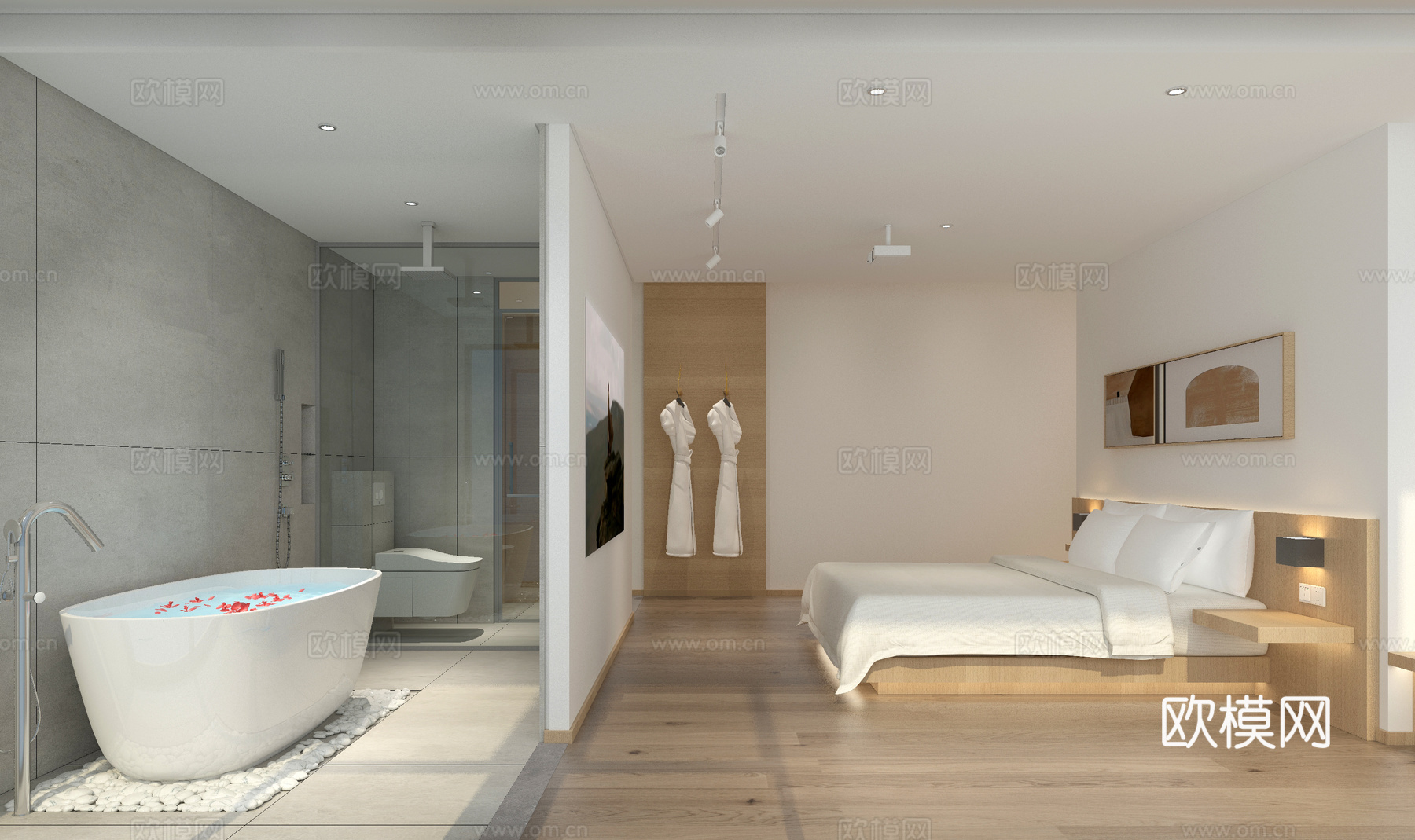 现代客房3d模型下载