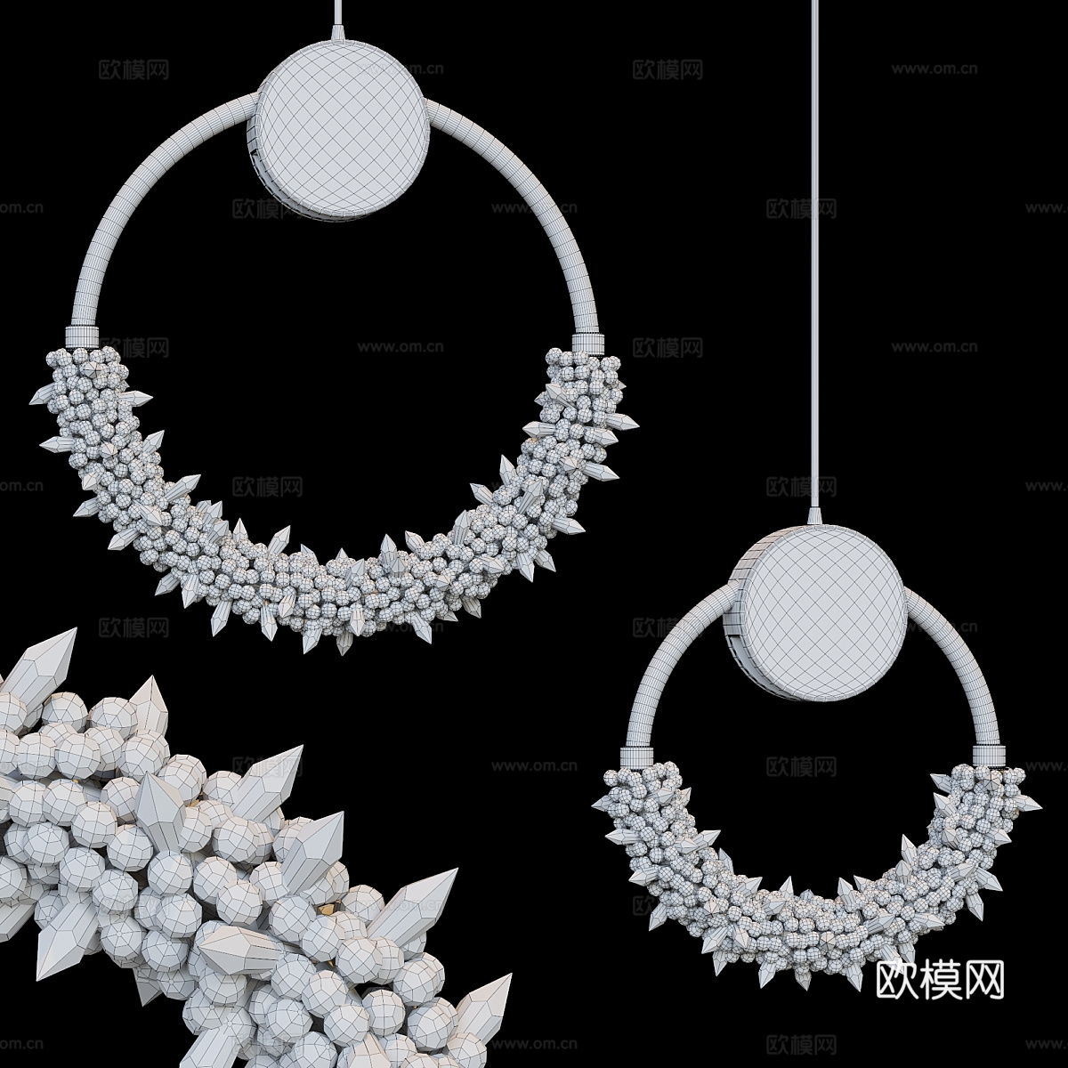 新中式装饰吊灯3d模型下载（渲染图3）