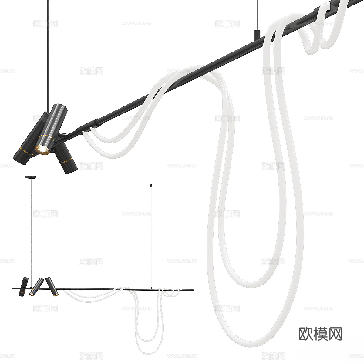 现代意式轻奢装饰吊灯3d模型