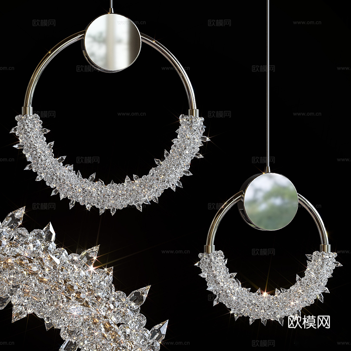 新中式装饰吊灯3d模型下载（渲染图2）