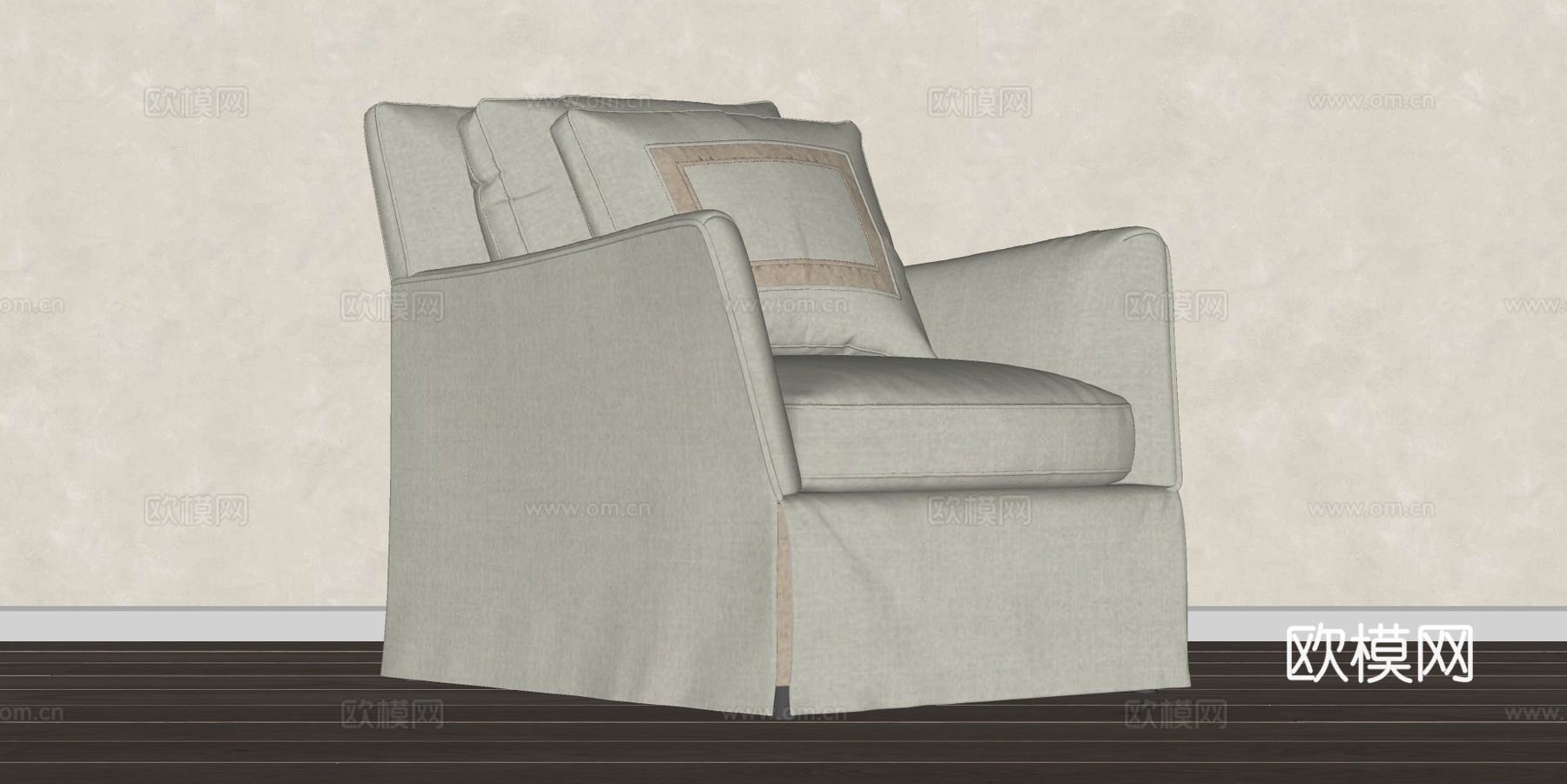 侘寂中古风单人沙发su模型