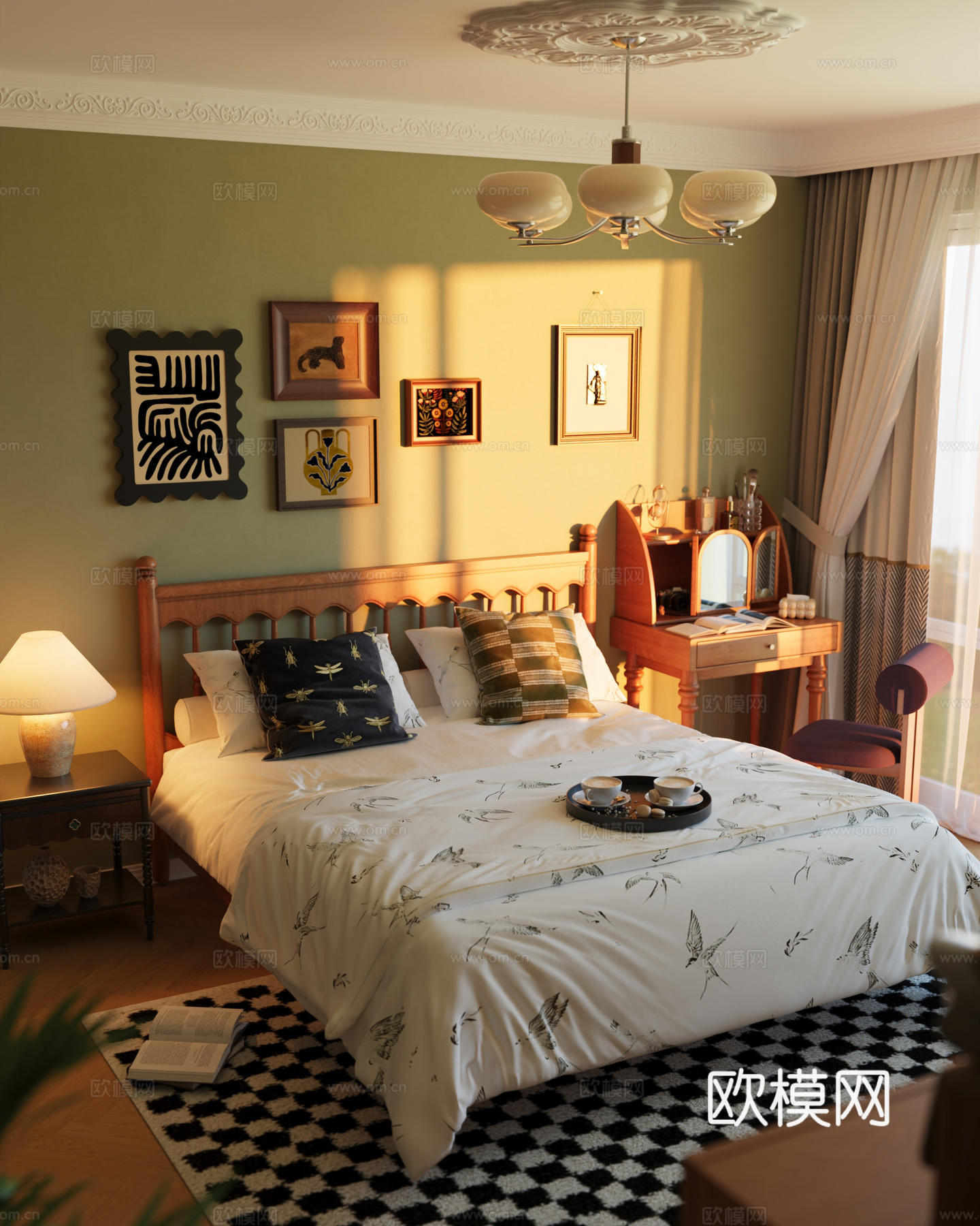 现代卧室3d模型下载