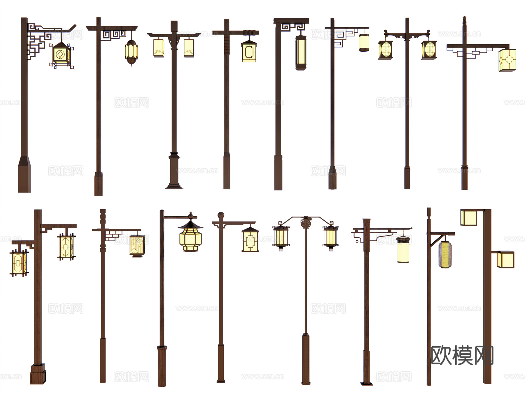 中式路灯 挂灯 仿古路灯 景观灯 装饰灯 庭院灯 高杆灯3d模型
