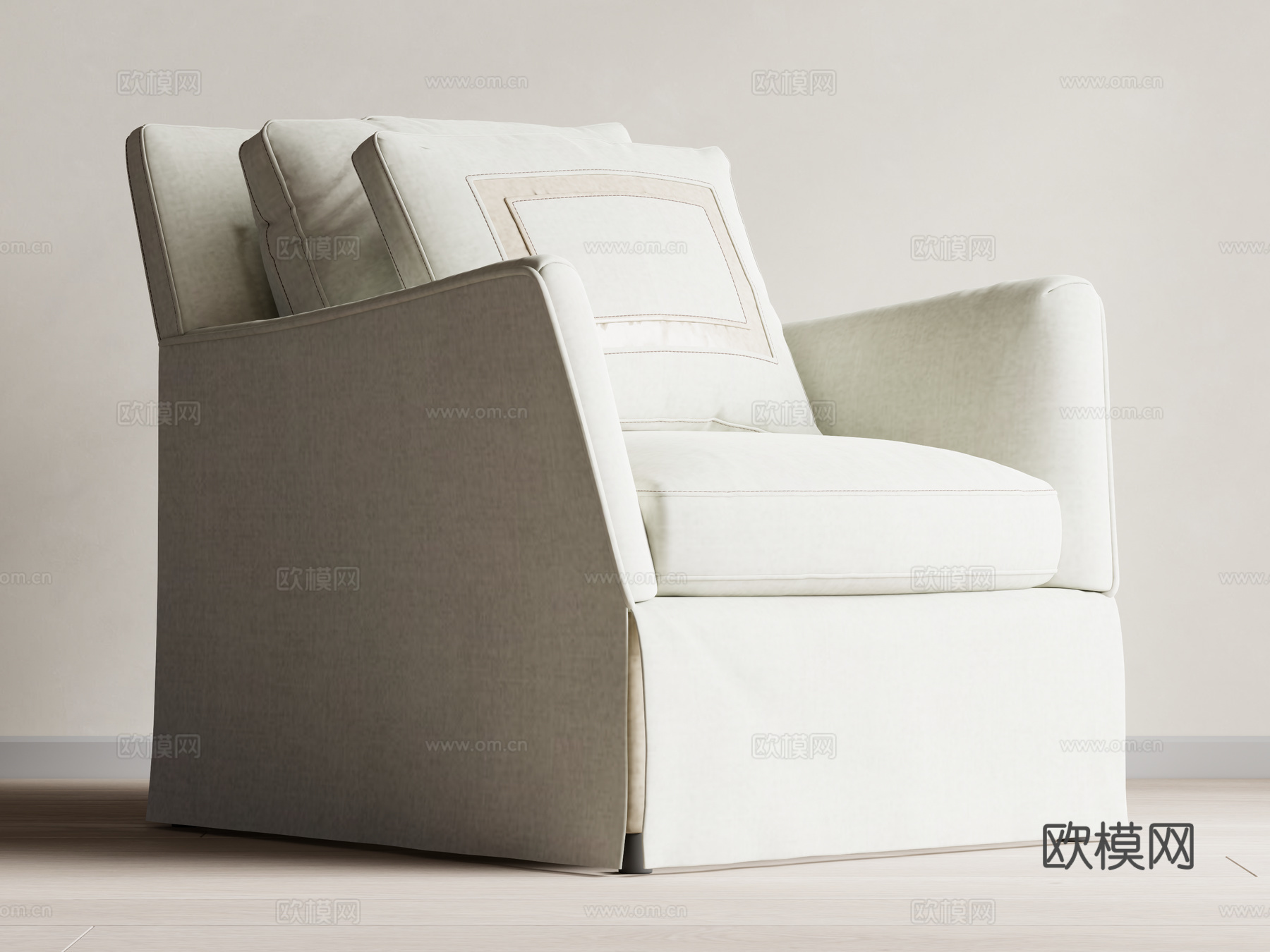 侘寂中古风单人沙发su模型