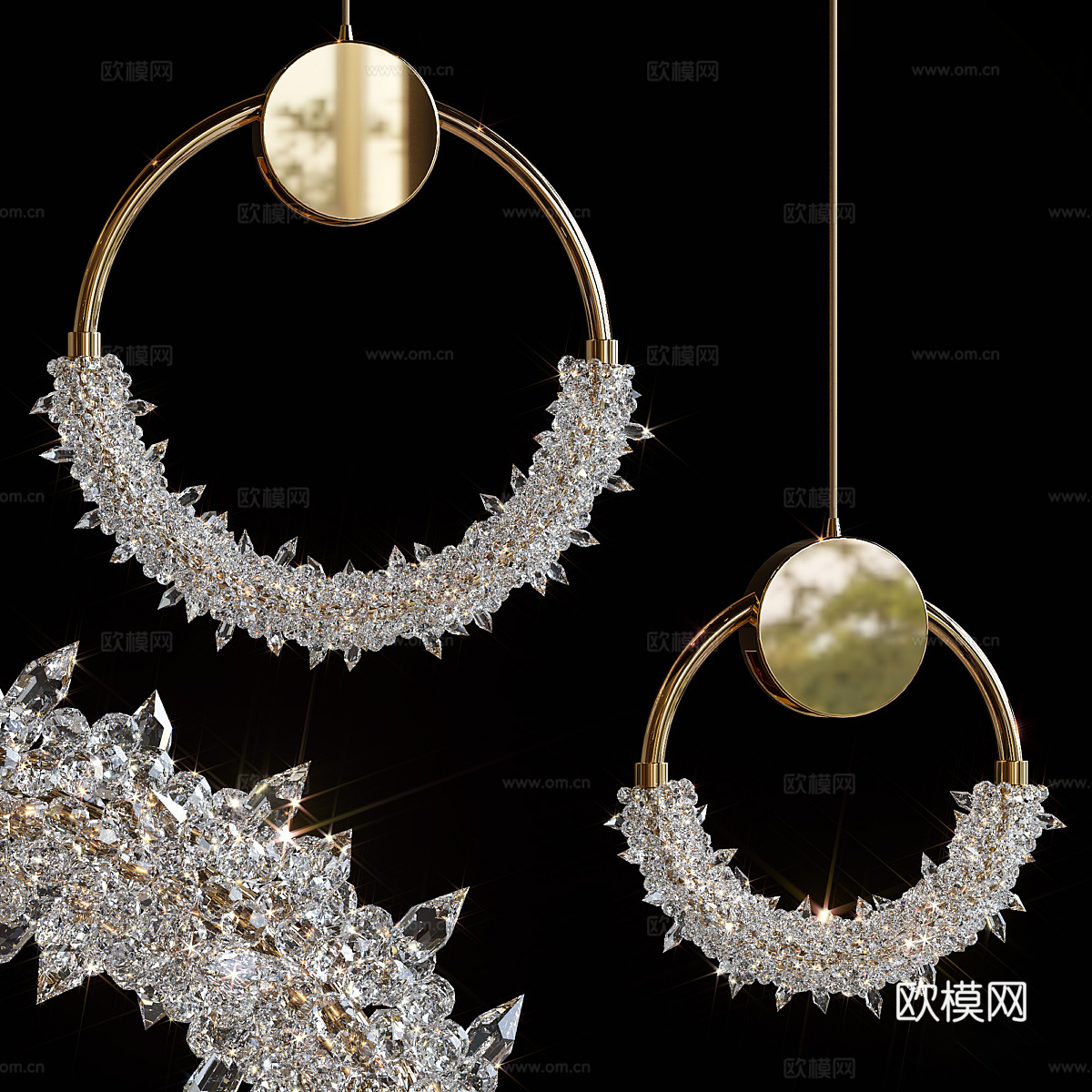 新中式装饰吊灯3d模型下载（渲染图1）