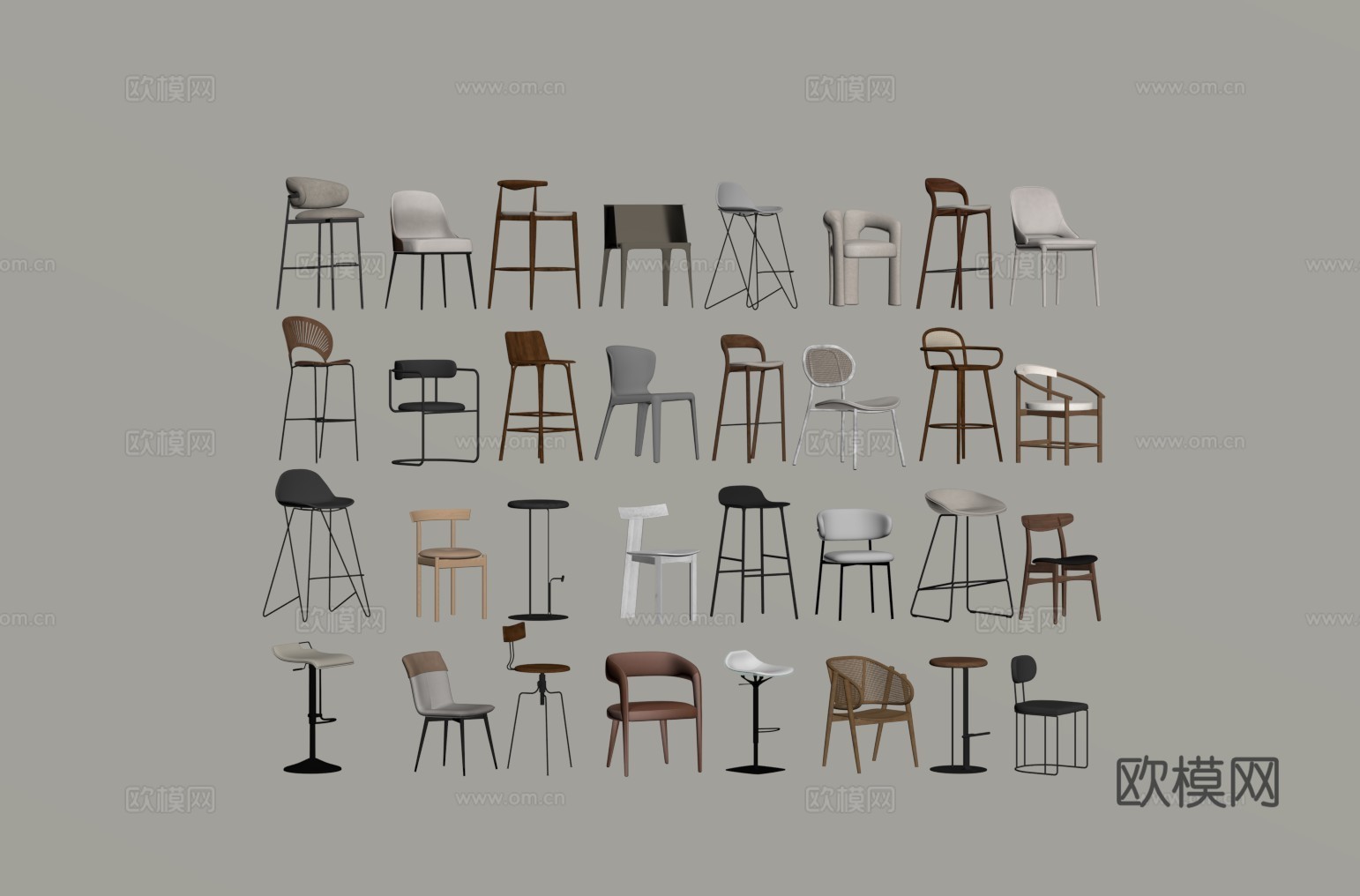 现代单椅 餐椅 休闲椅su模型