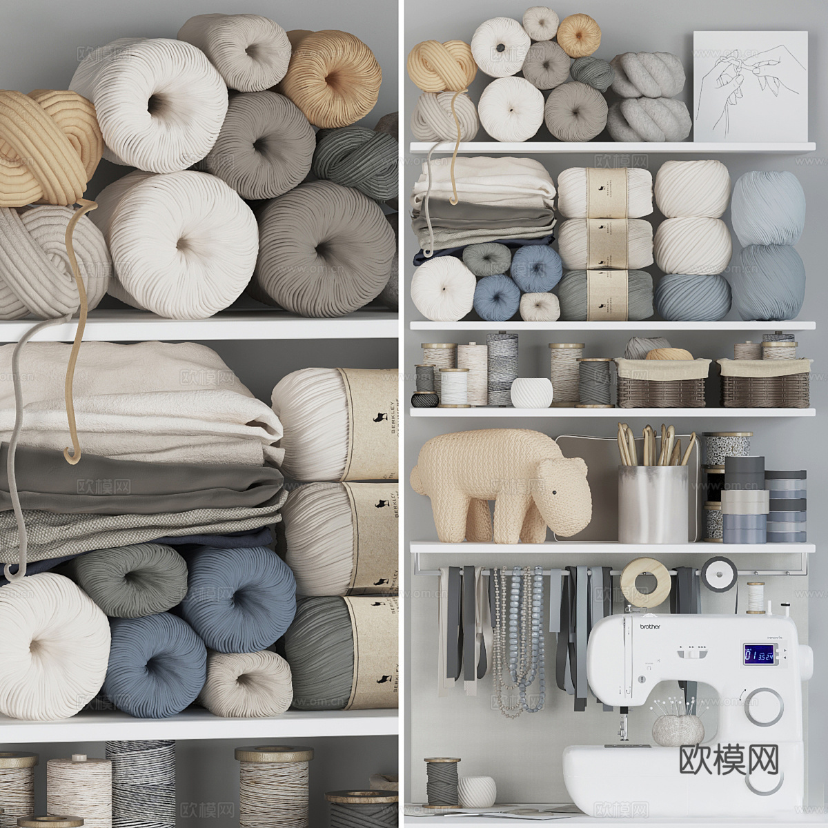 现代针织毛线3d模型