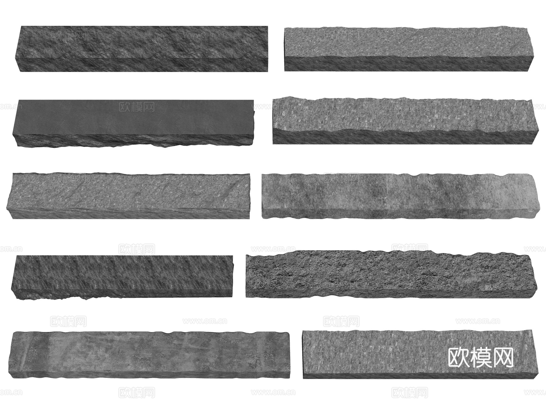 新中式条石 景观条石 枕石 块石 置石 景石 景观石自然条石su模型