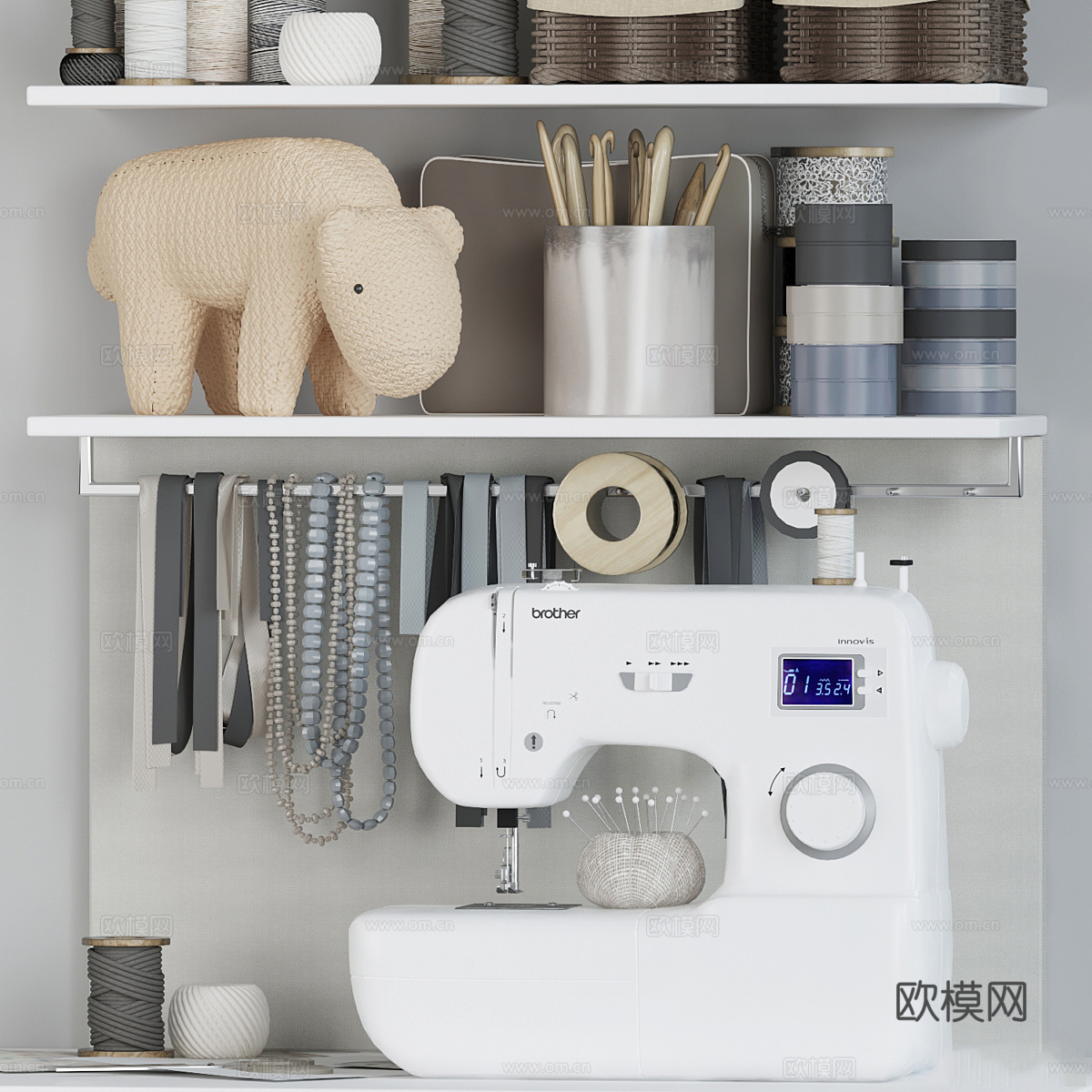 现代针织毛线3d模型