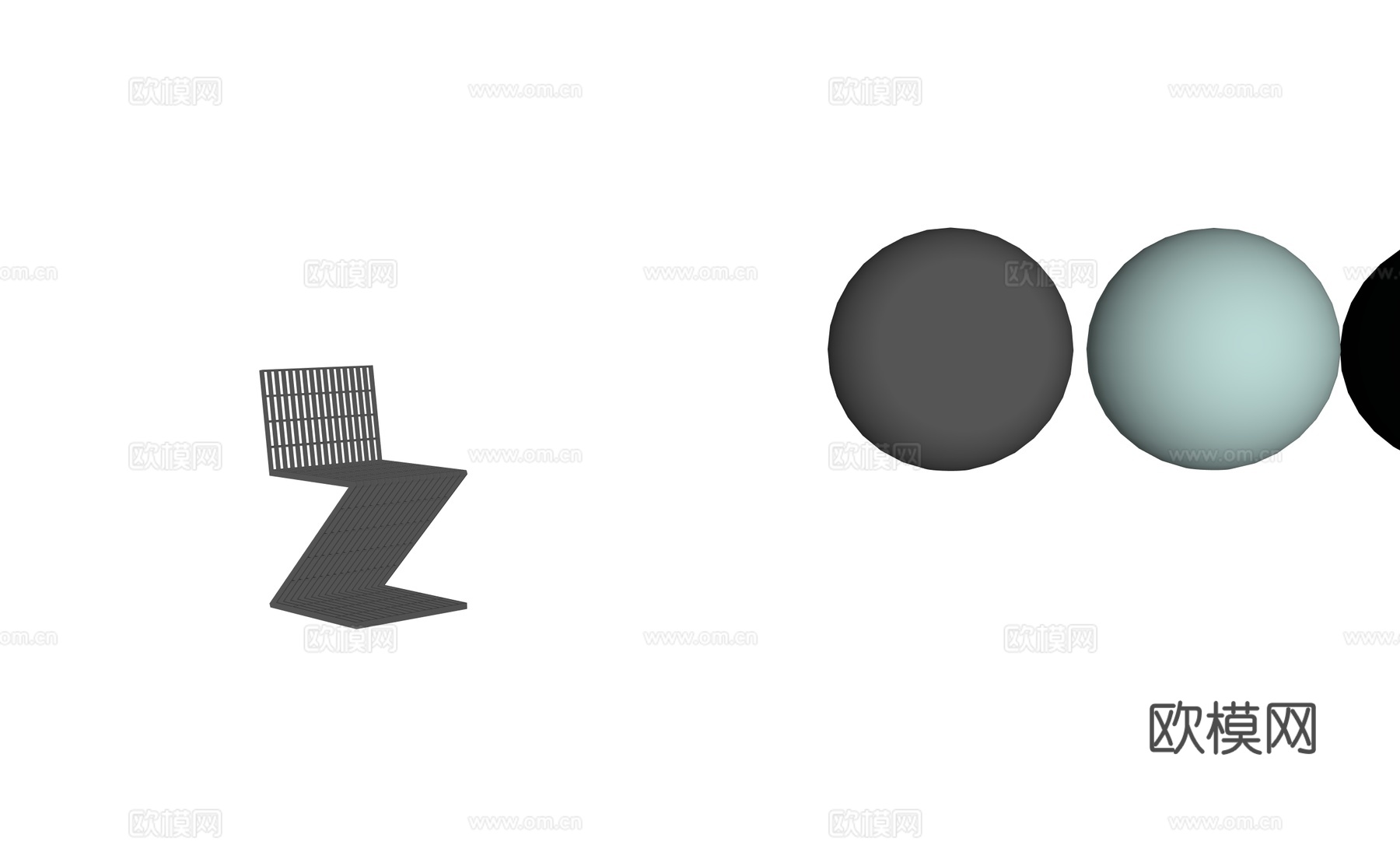 现代极简金属餐椅su模型