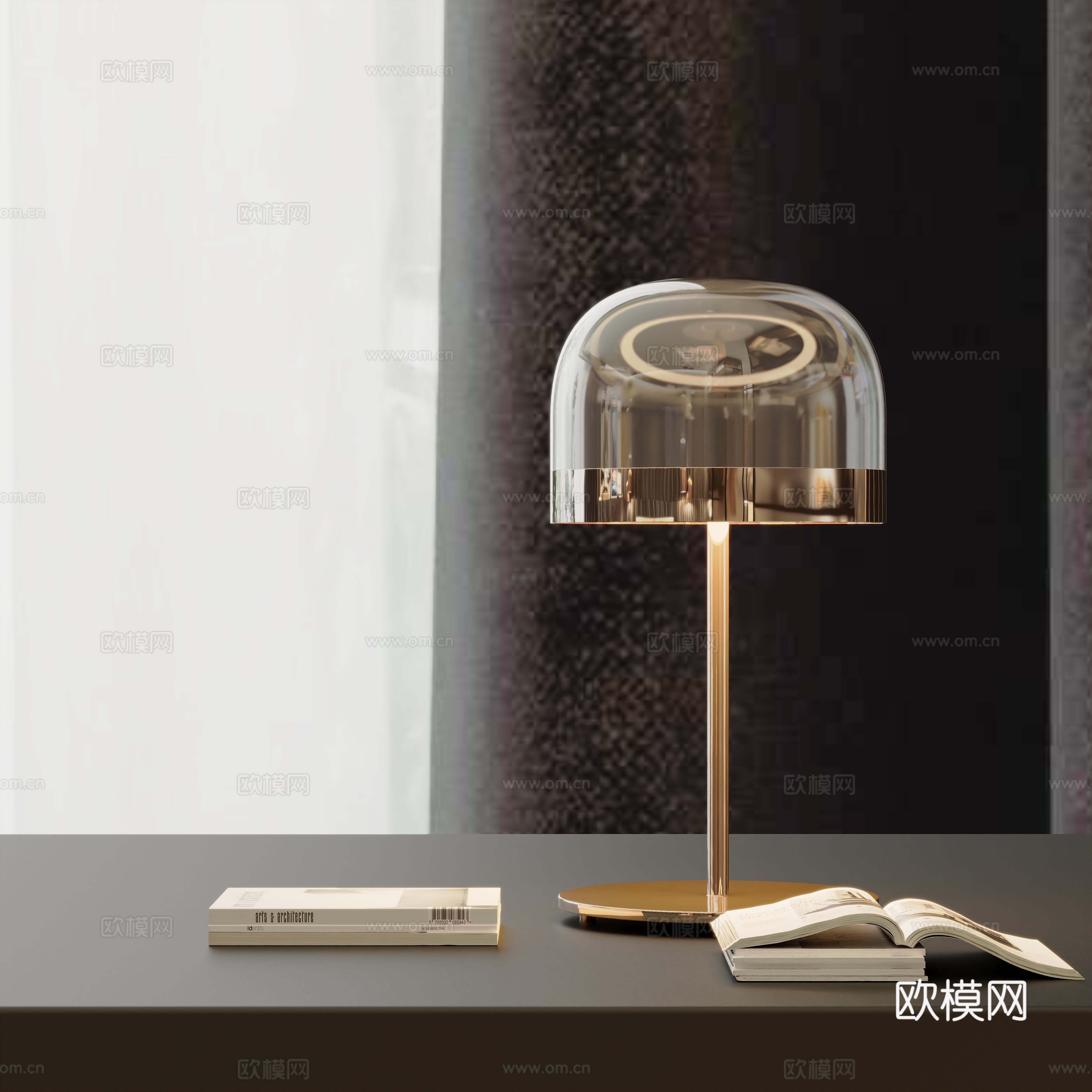 现代极简金属台灯su模型