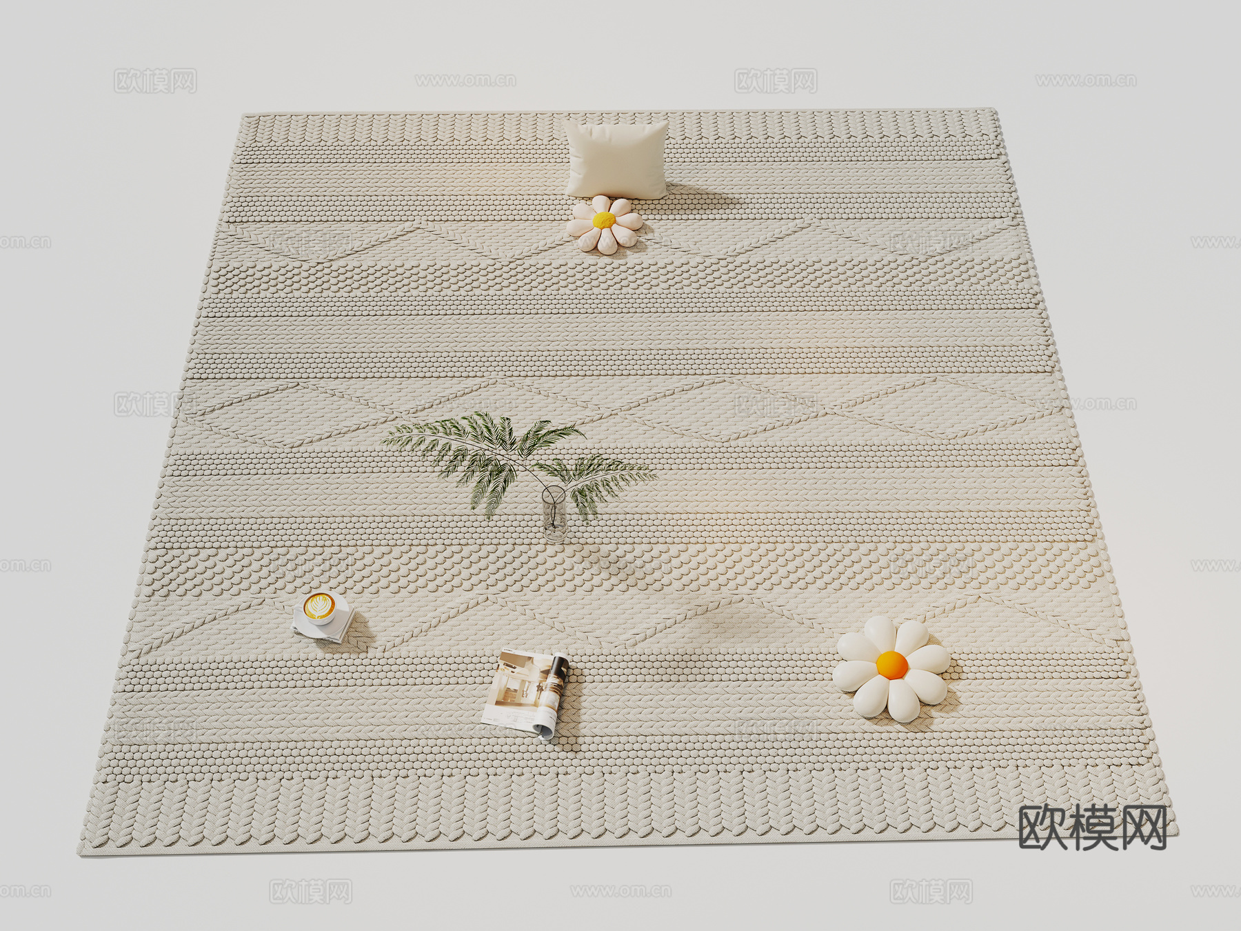 现代奶油地毯 客厅地毯 儿童地毯 酒店地毯 美容院地毯su模型