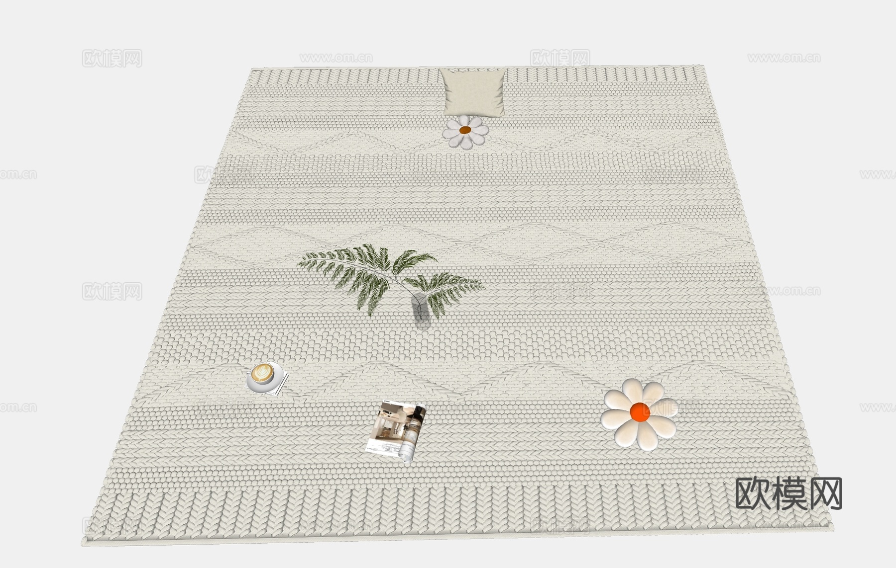 现代奶油地毯 客厅地毯 儿童地毯 酒店地毯 美容院地毯su模型