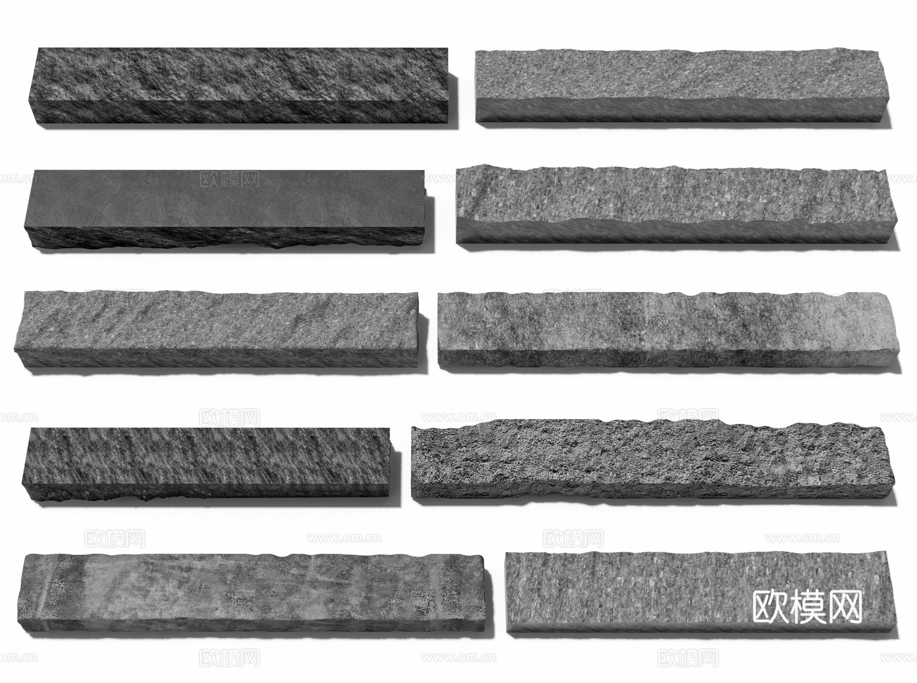 新中式条石 景观条石 枕石 块石 置石 景石 景观石自然条石su模型