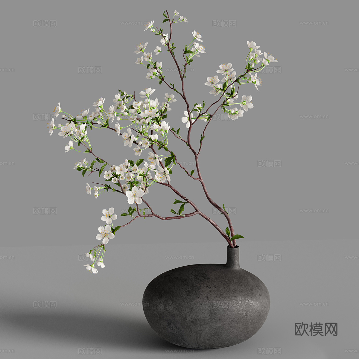 新中式樱花盆景3d模型