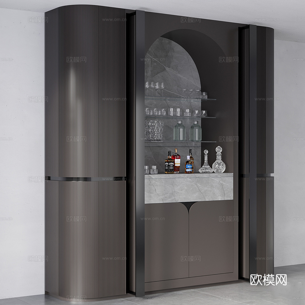 新中式轻奢酒柜3d模型