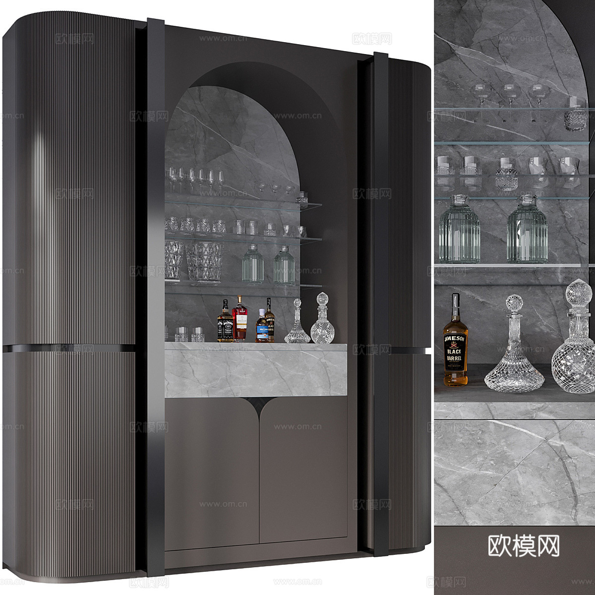 新中式轻奢酒柜3d模型