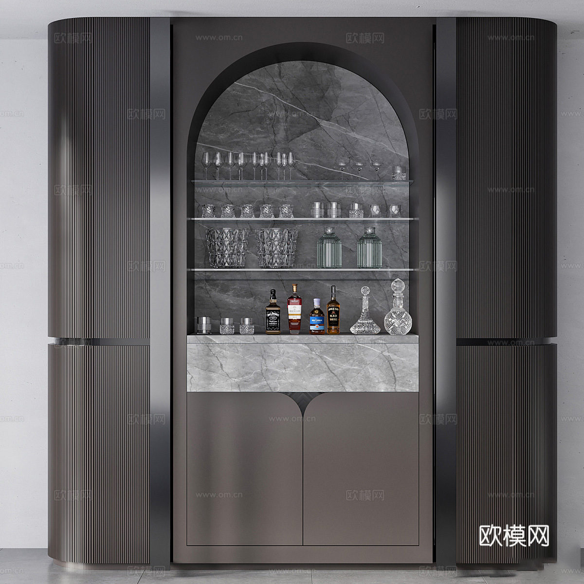 新中式轻奢酒柜3d模型