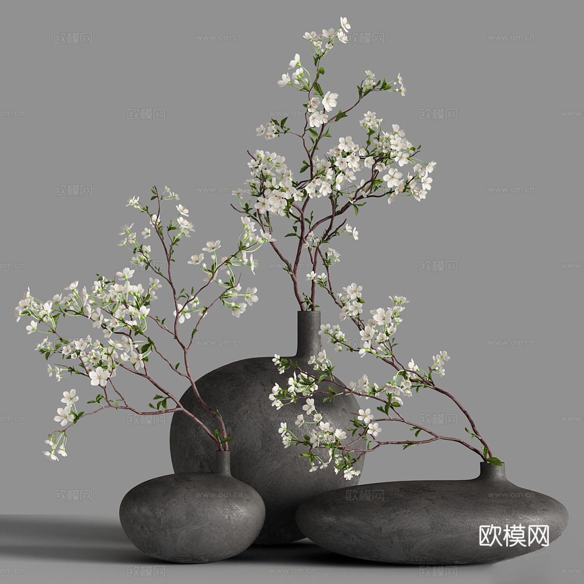 新中式樱花盆景3d模型