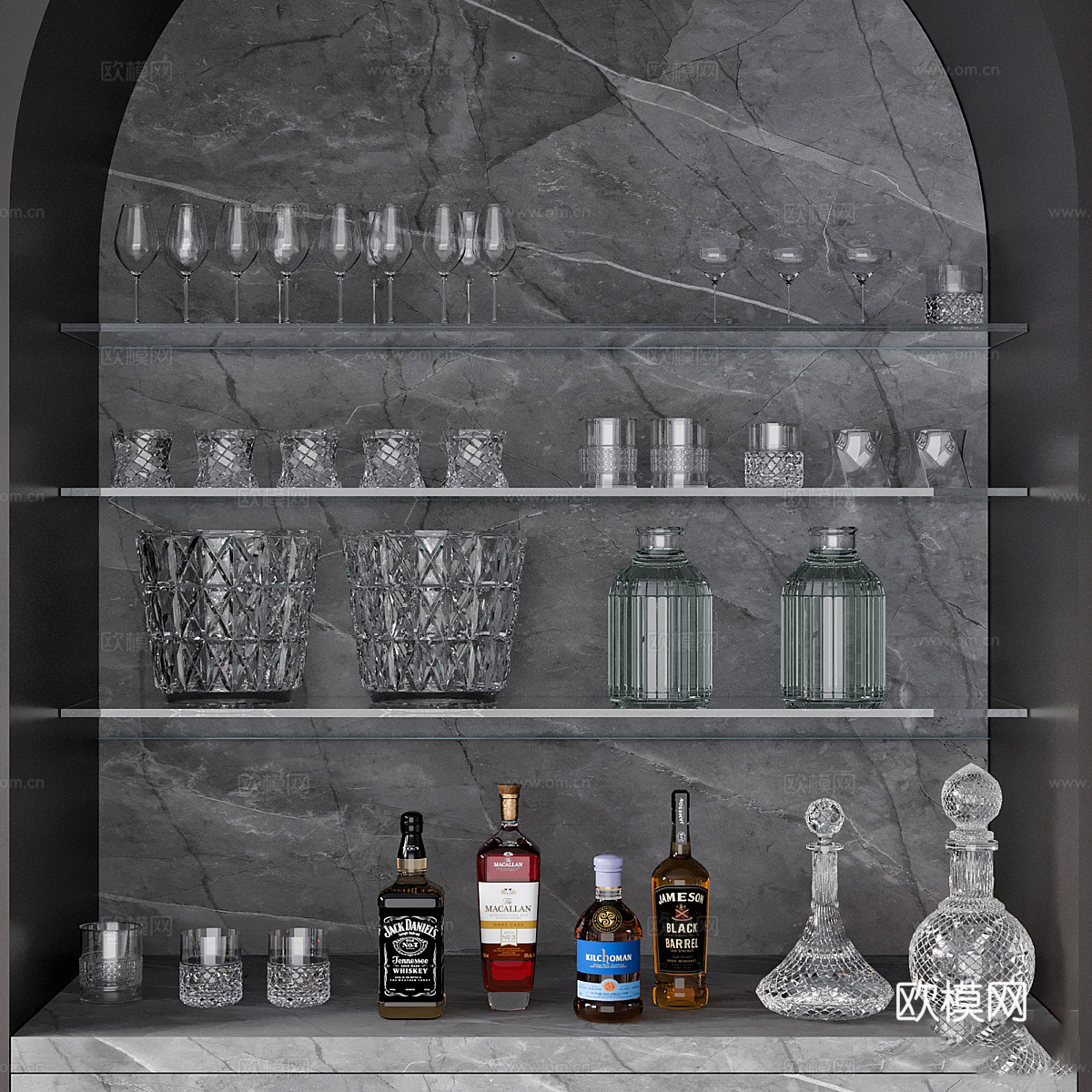 新中式轻奢酒柜3d模型