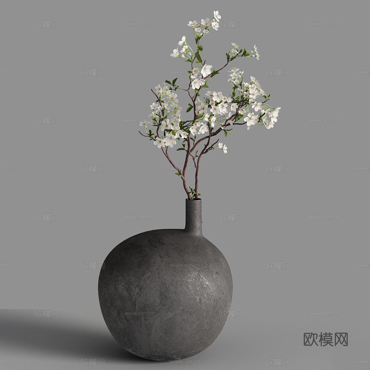 新中式樱花盆景3d模型