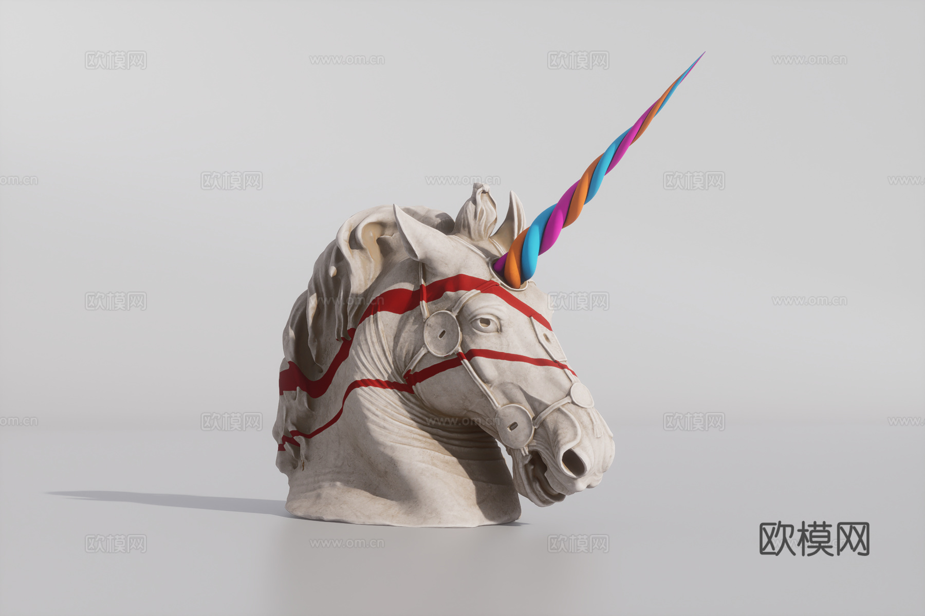独角兽头像3d模型