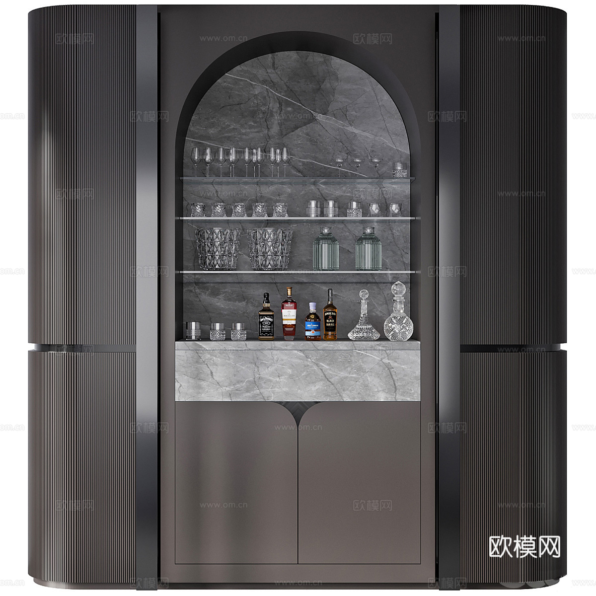 新中式轻奢酒柜3d模型