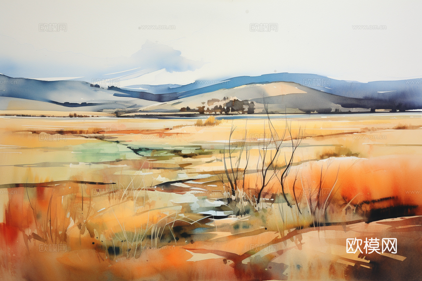 现代装饰画 油画 草原