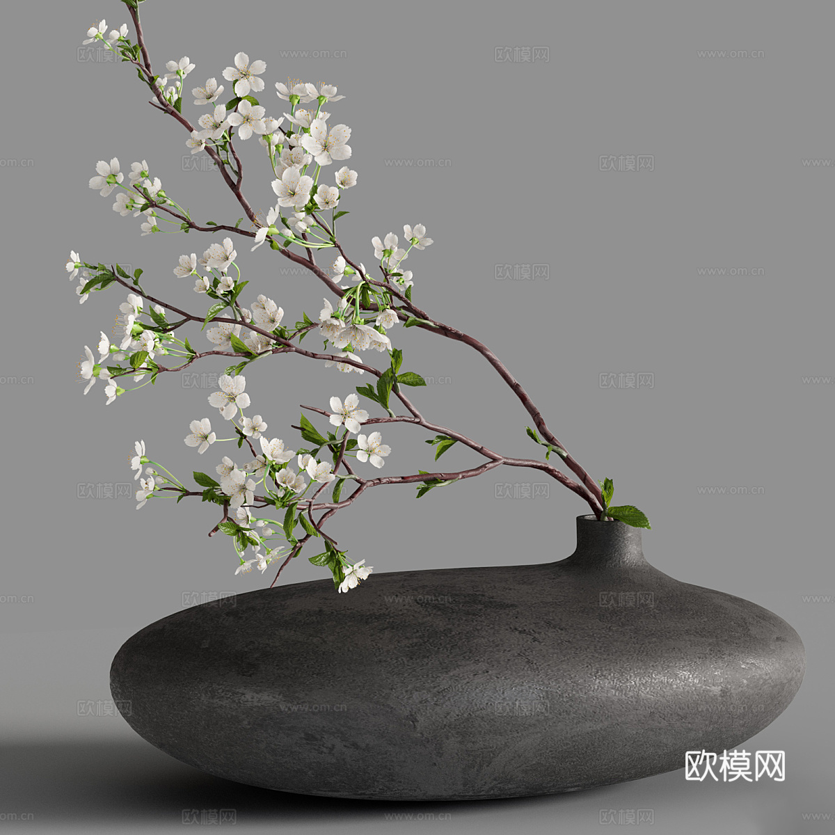 新中式樱花盆景3d模型