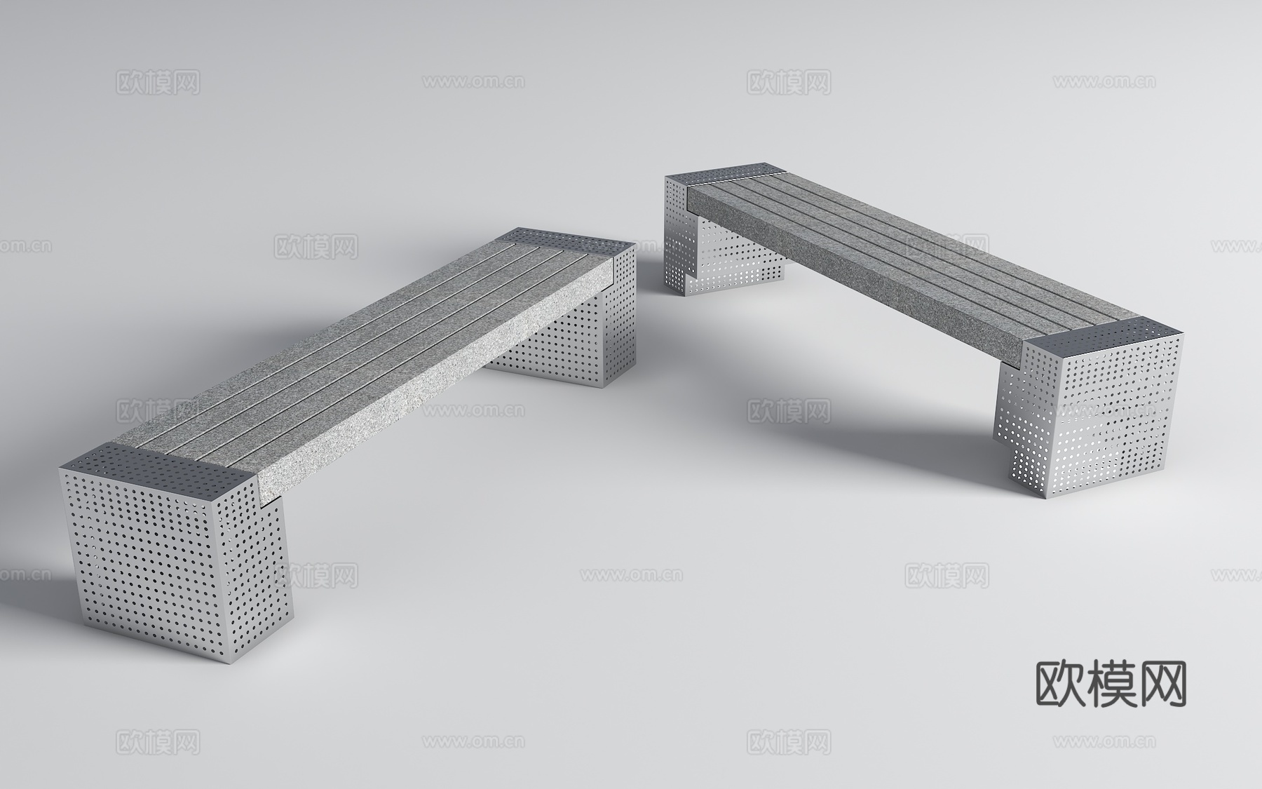 现代不锈钢座椅 景观座椅 原木长凳 条凳 现代公园景观椅 户3d模型