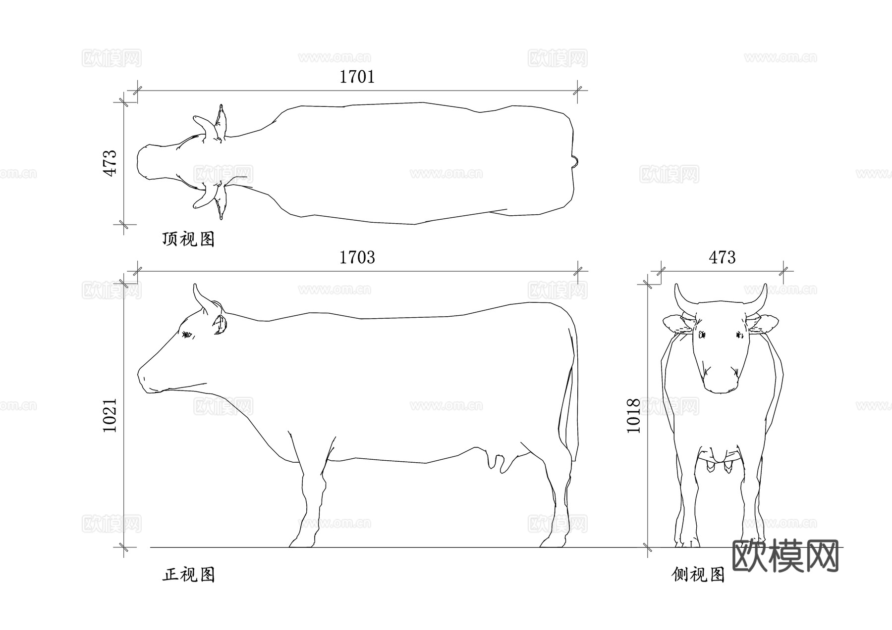 奶牛 母牛 乳牛 牛只 奶畜cad施工图