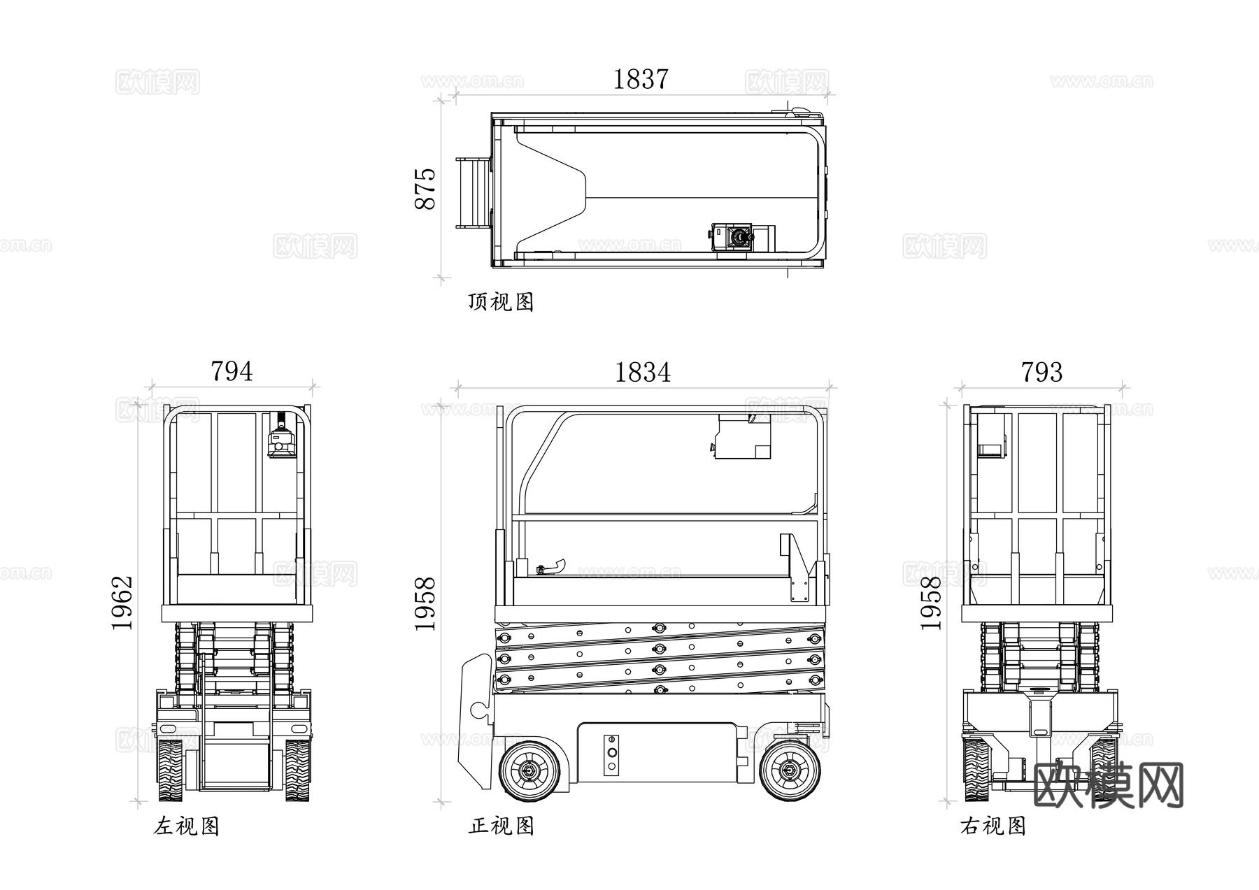 剪式升降机 举升设备 高空作业平台 升降工作台 剪叉式升降机cad施工图下载