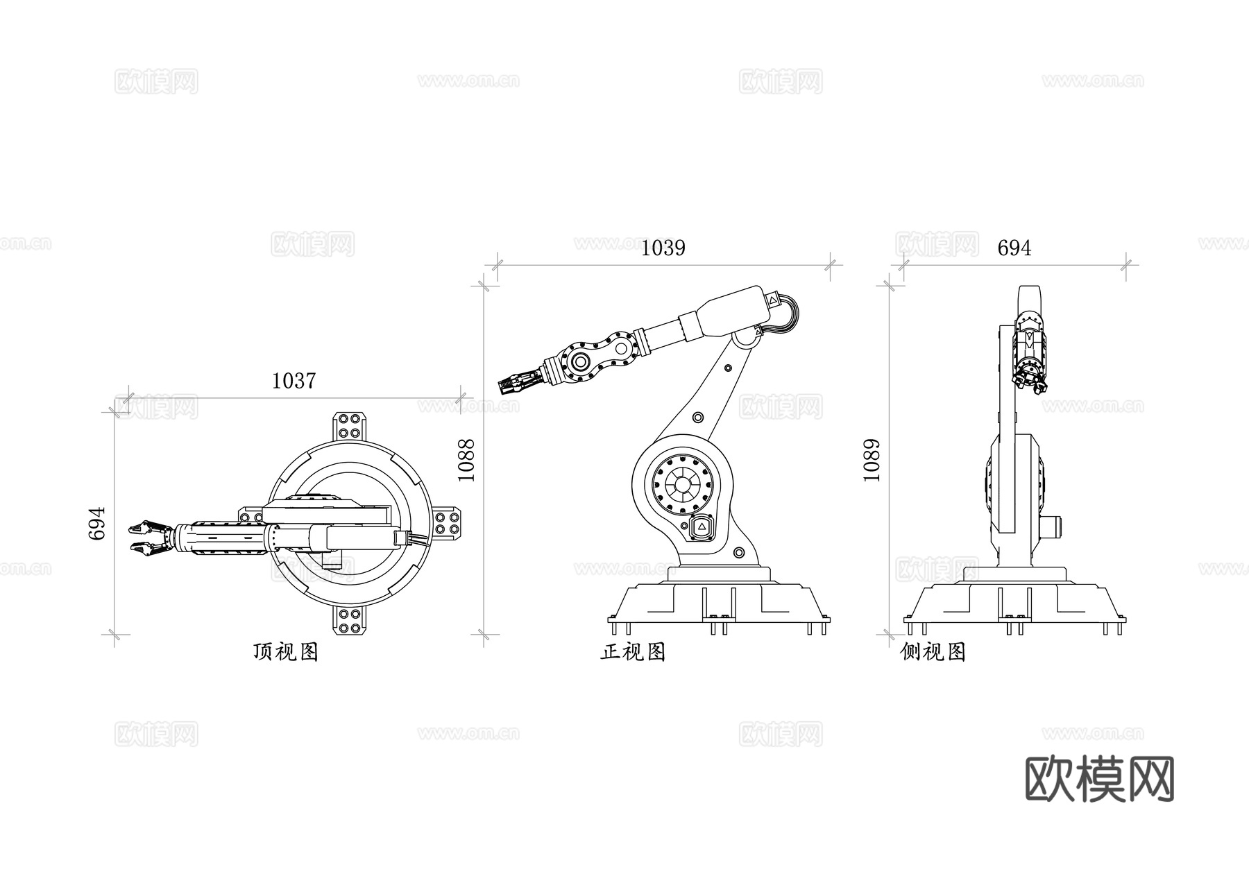 数控臂 机械手 自动臂 操作臂 工业臂cad施工图下载