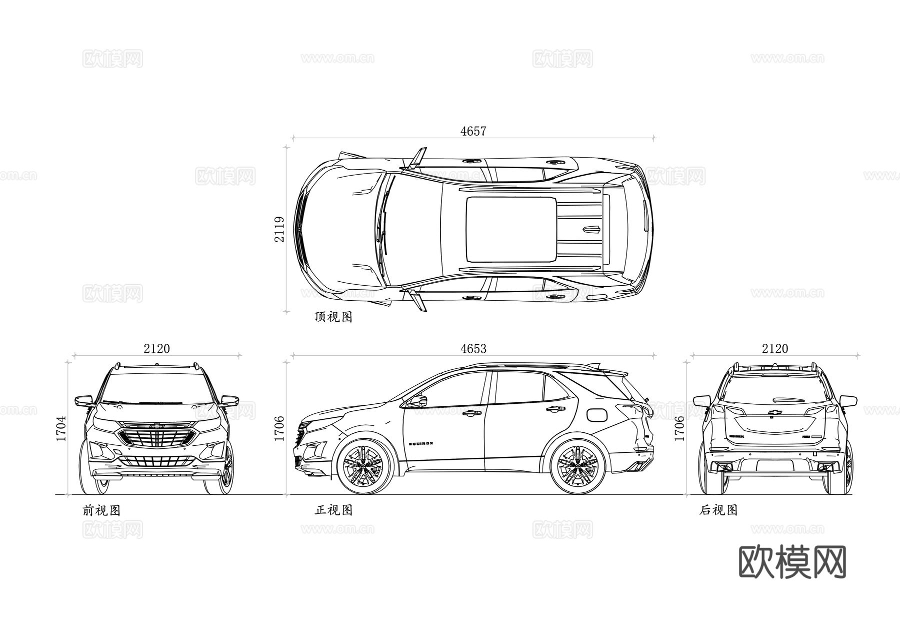雪佛兰SUV 探界者越野 雪佛兰四驱 探界者豪华型cad施工图下载