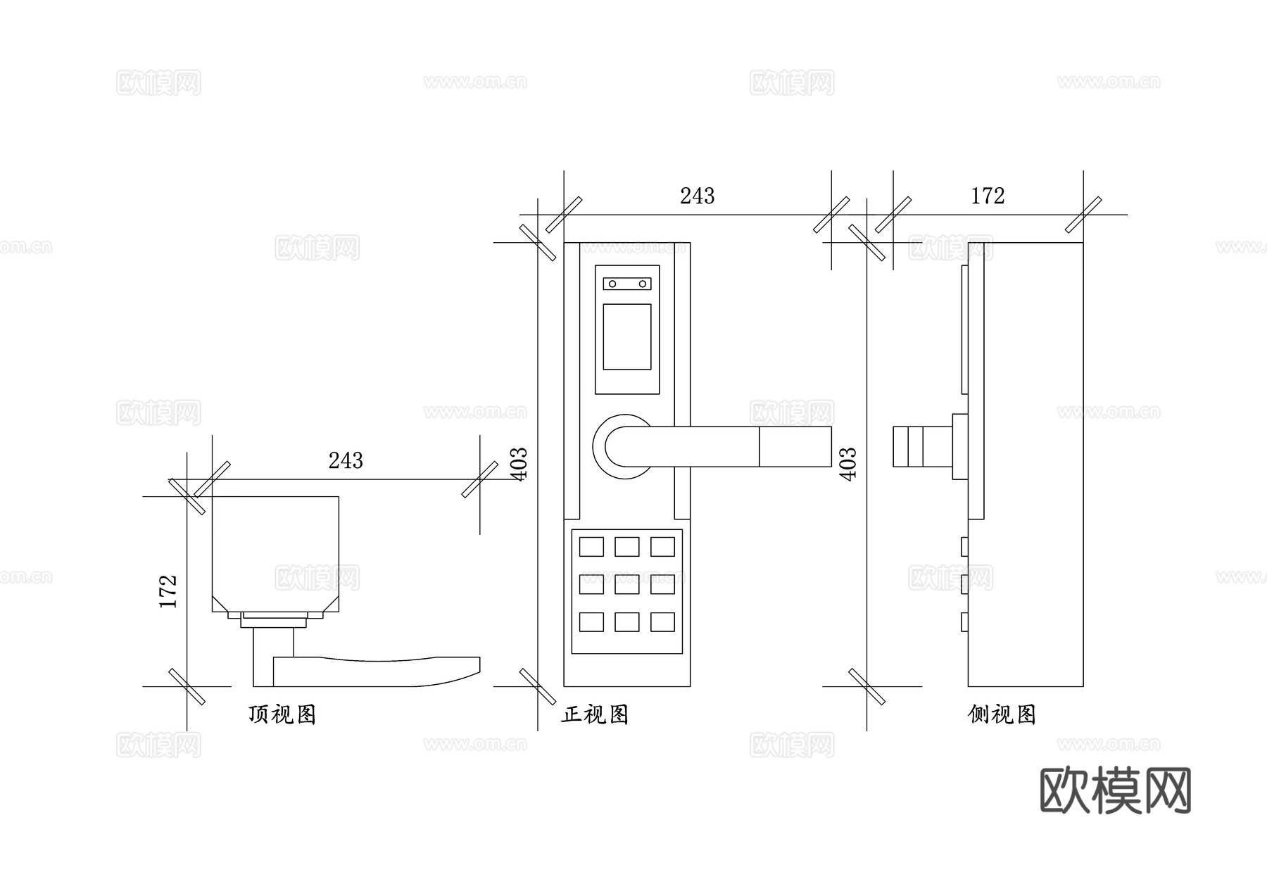 智能锁 识别门锁 指纹锁 密码锁 电子门锁cad施工图