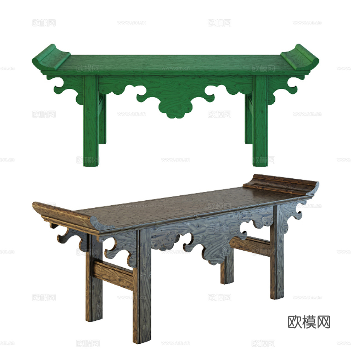中式长凳 石案 供桌 大条案 宋式美学条案3d模型