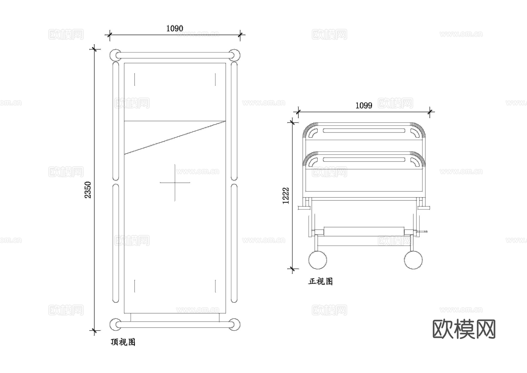 医疗床 诊疗床 护理床 病员床 多功能床cad施工图下载
