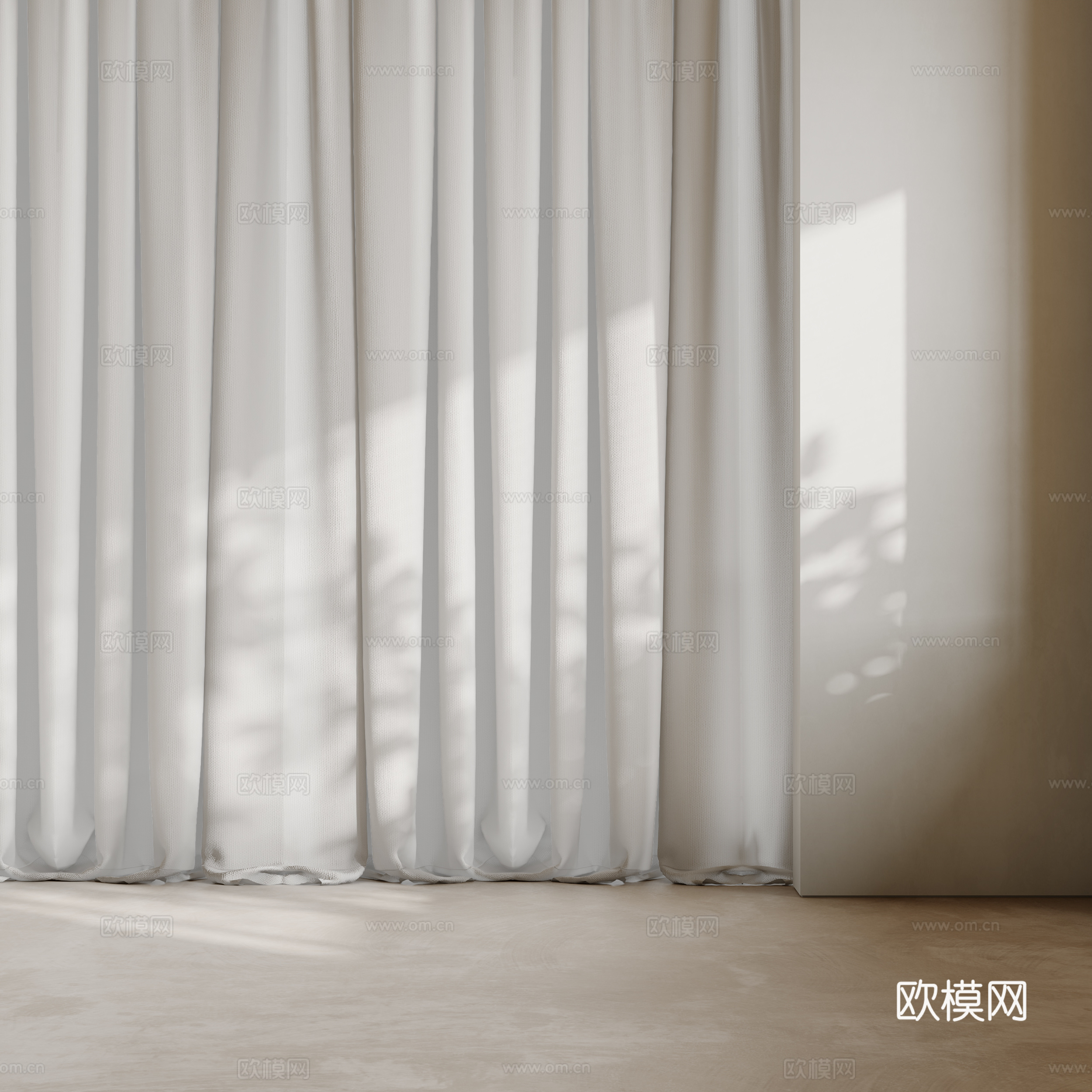 中古风窗帘3d模型下载（渲染图1）