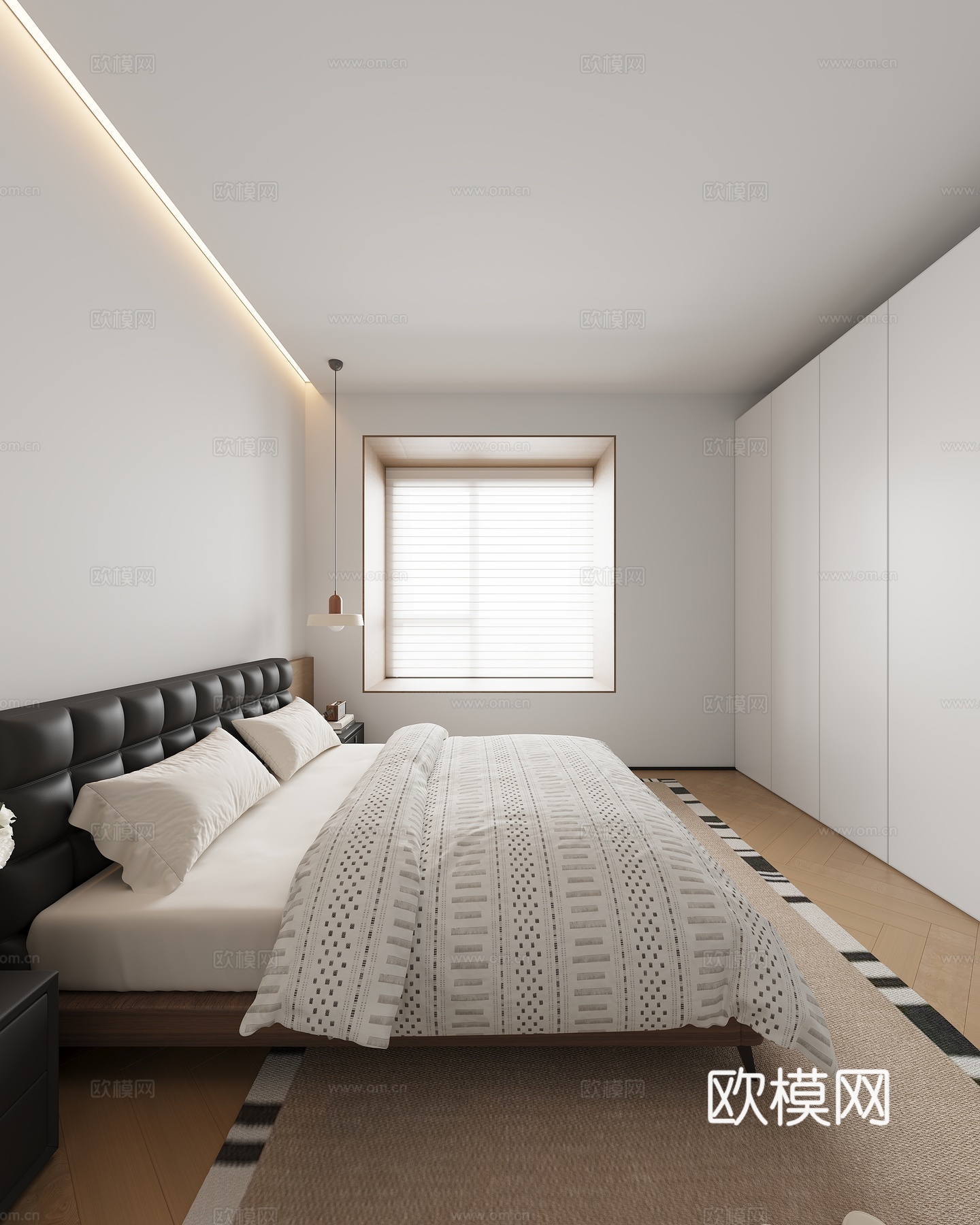 现代原木家居卧室3d模型