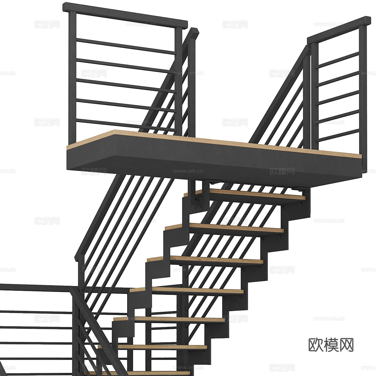 现代户外楼梯 消防通道3d模型