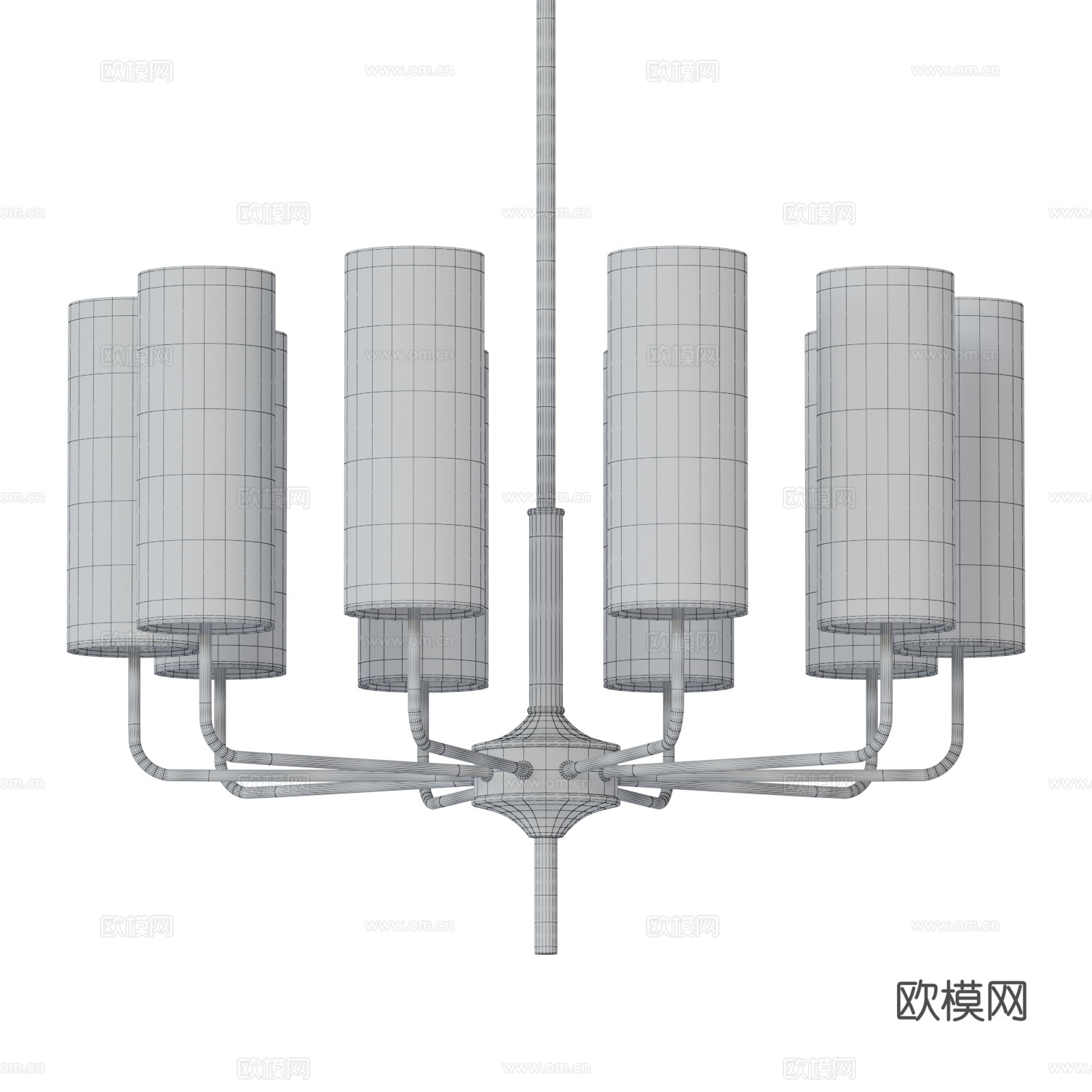 新中式轻奢玻璃吊灯3d模型