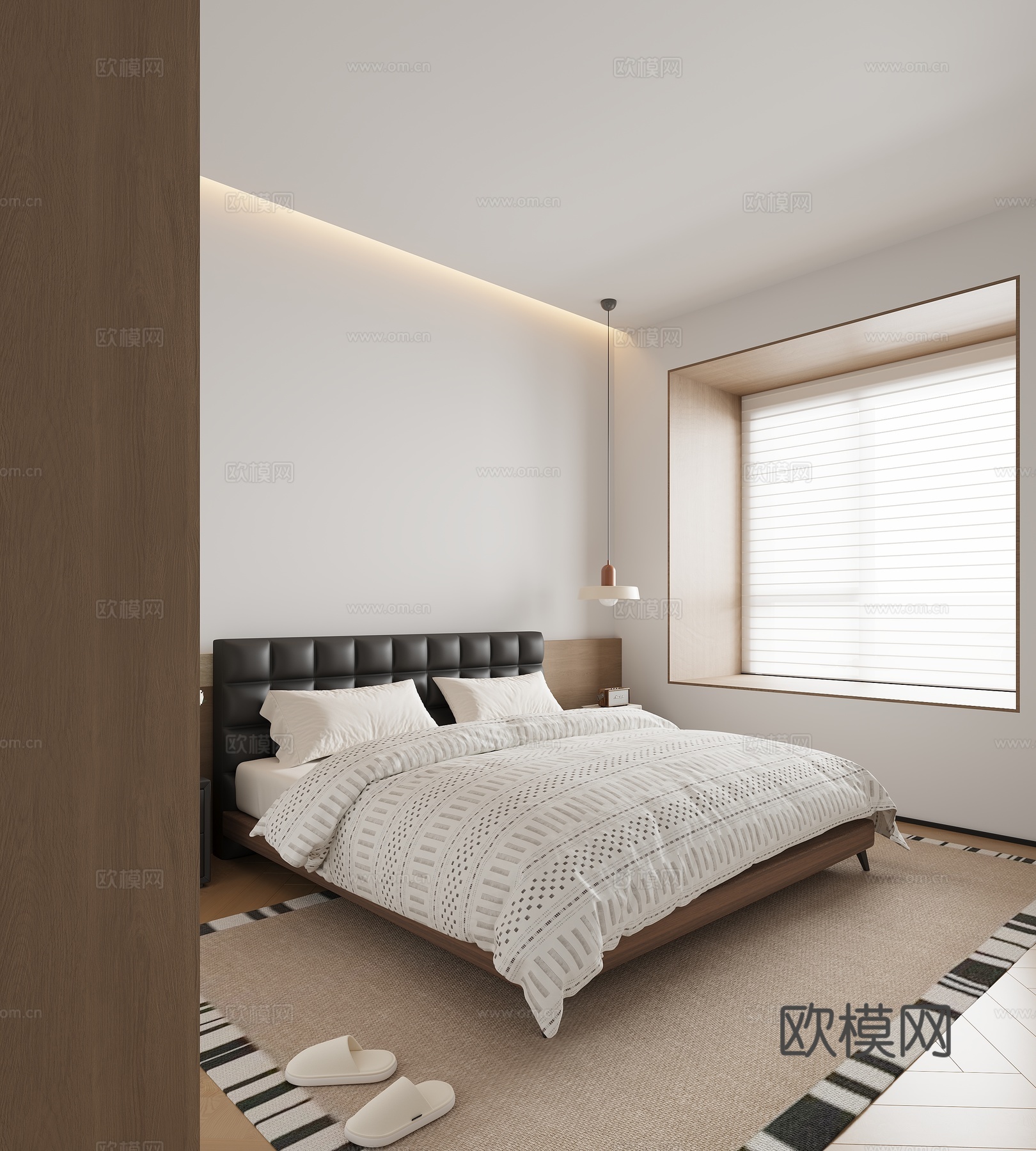 现代原木家居卧室3d模型