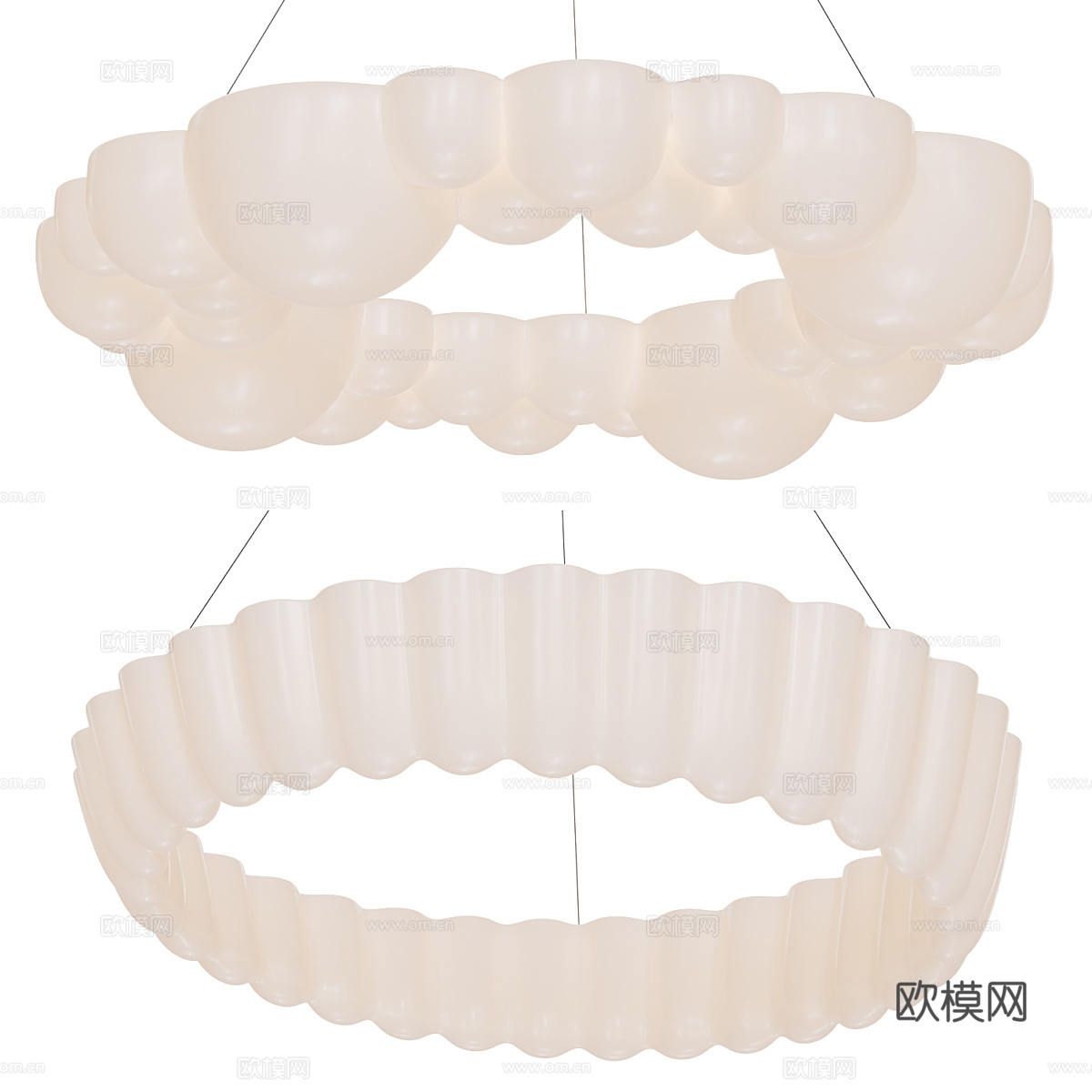 现代奶油风装饰吊灯3d模型