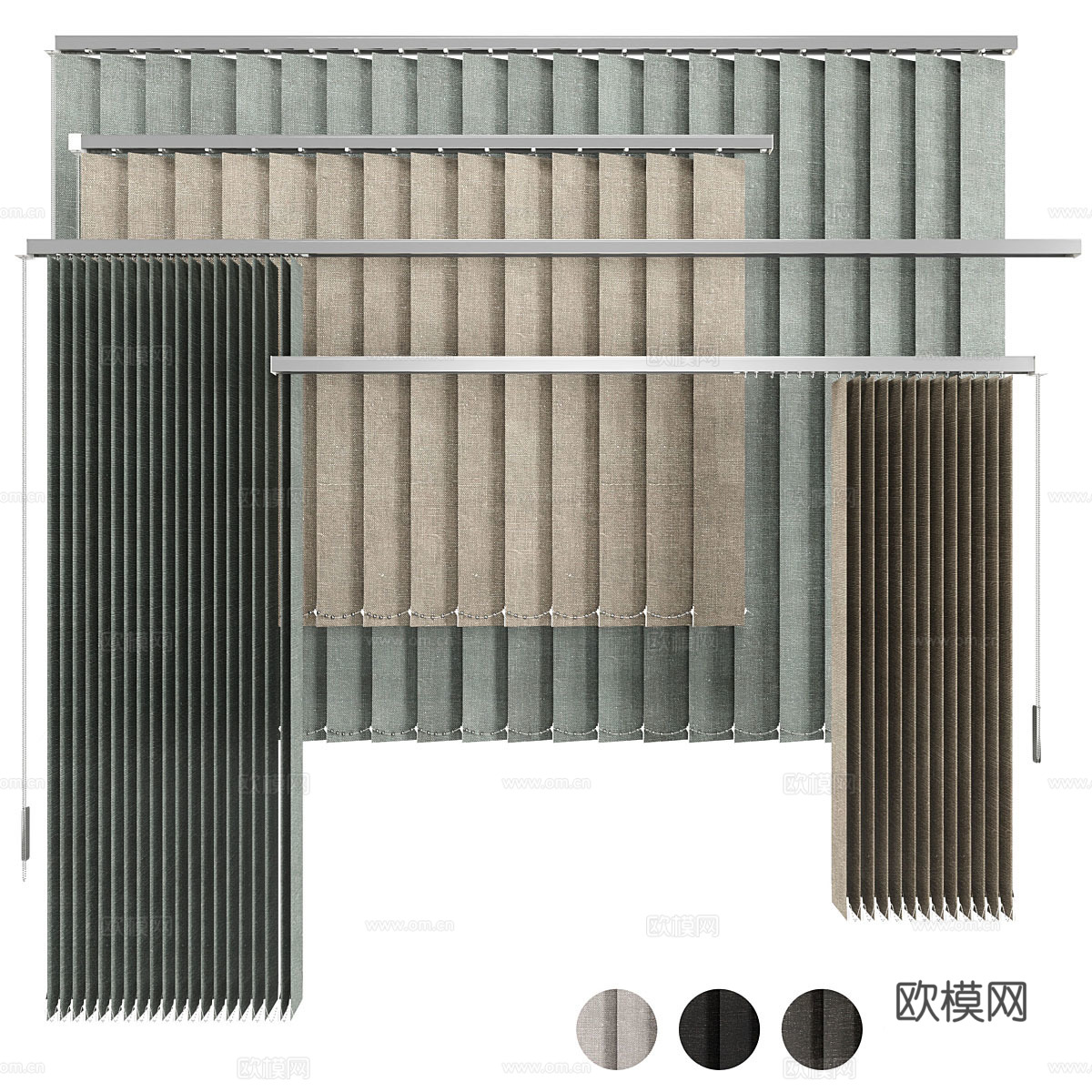 百叶窗帘 卷帘3d模型