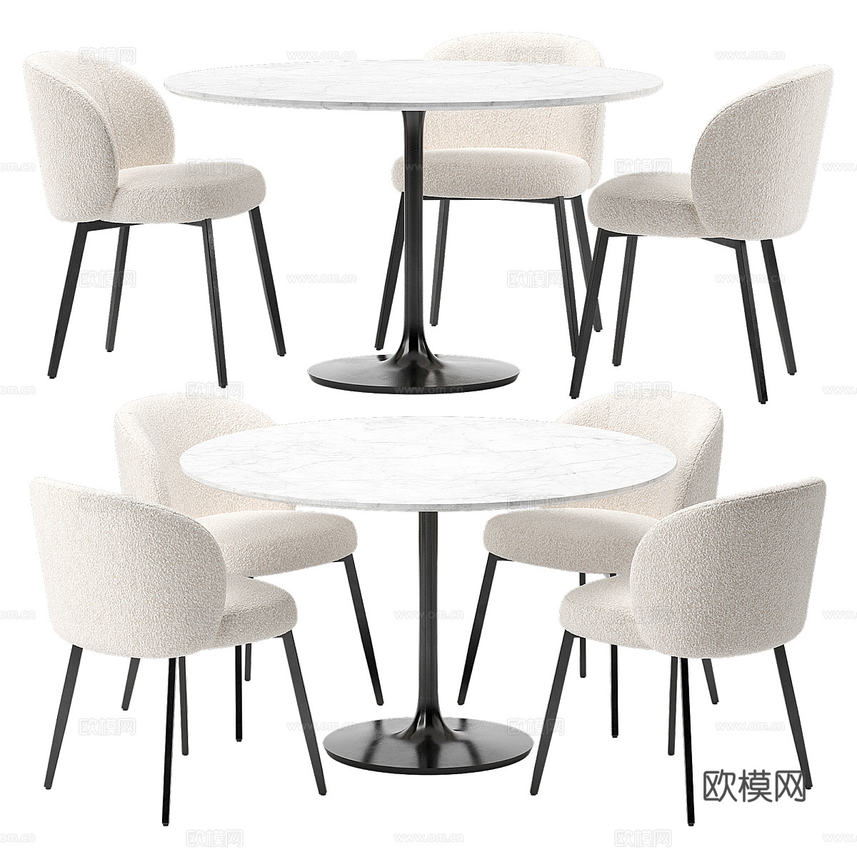 现代意式休闲桌椅3d模型下载（渲染图1）