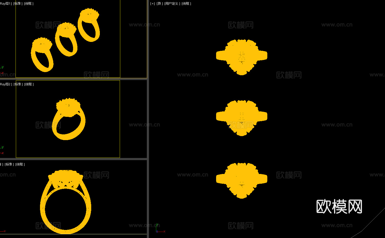 戒指 钻戒 宝石戒指 金戒指 银戒指 珠宝首饰3d模型