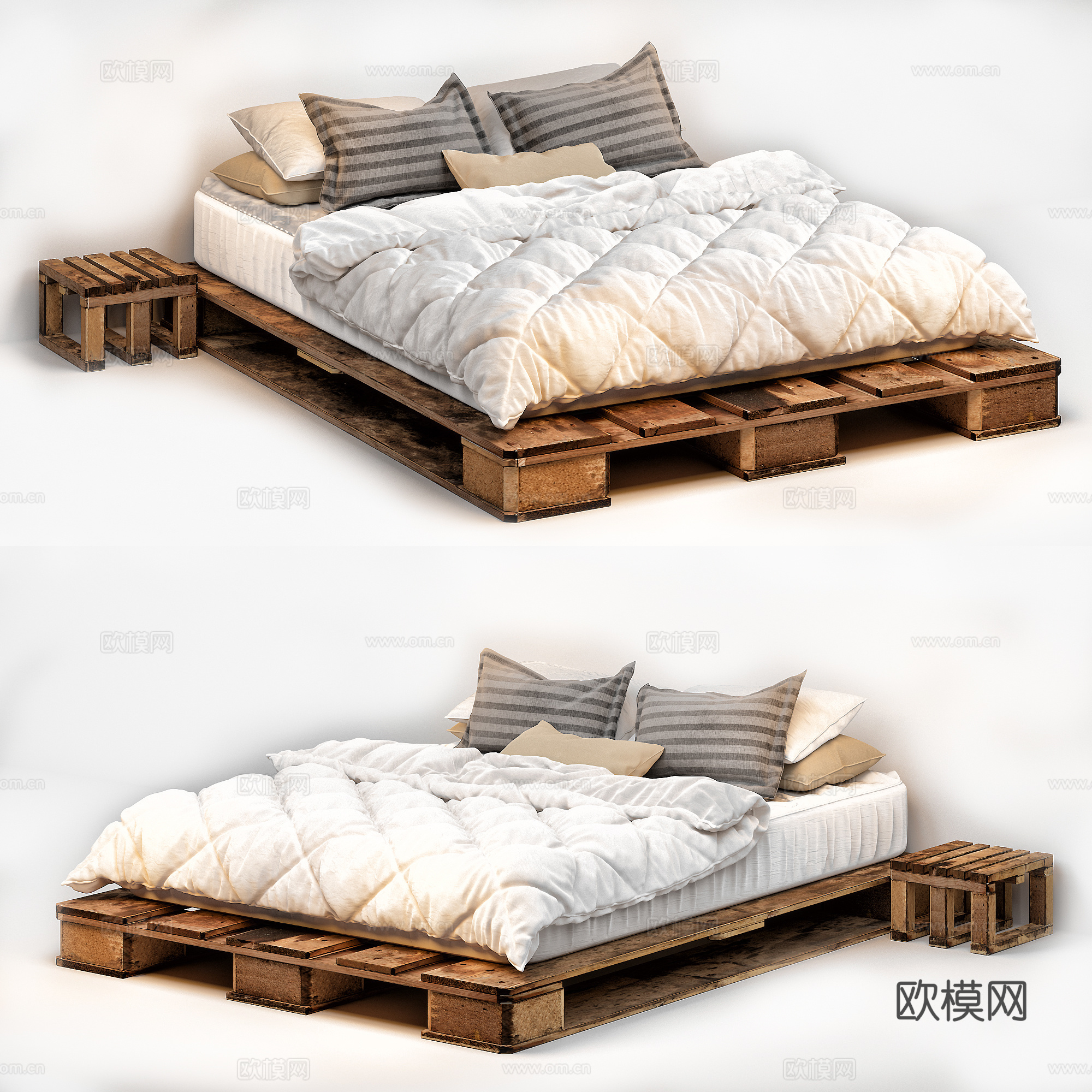 侘寂地台床3d模型下载（渲染图1）