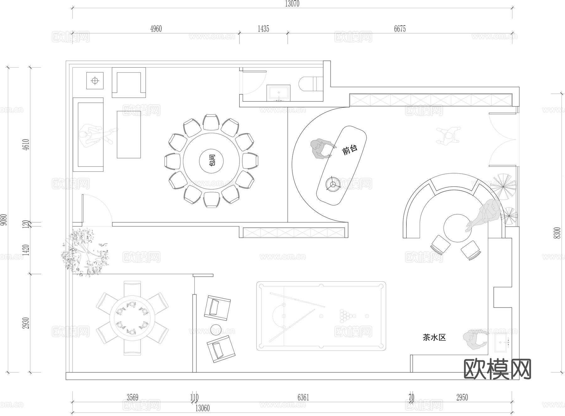 私人会所cad施工图下载（渲染图2）