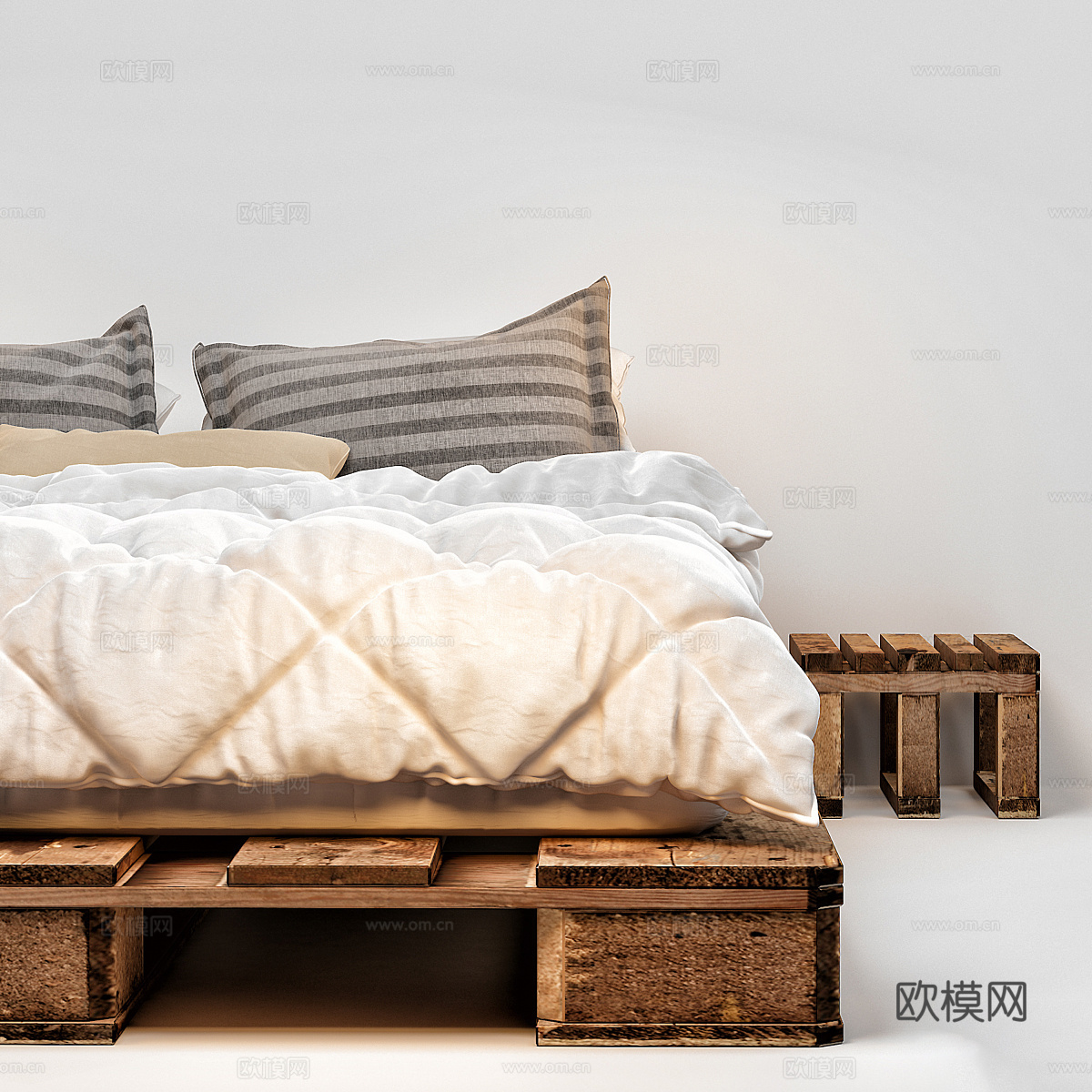 侘寂地台床3d模型下载（渲染图3）