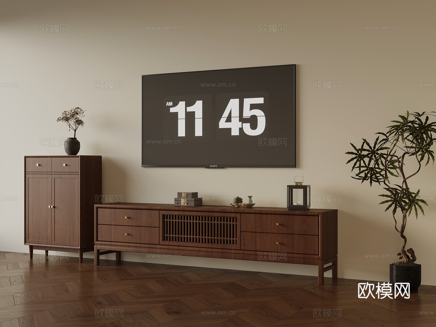 中古风电视柜su模型